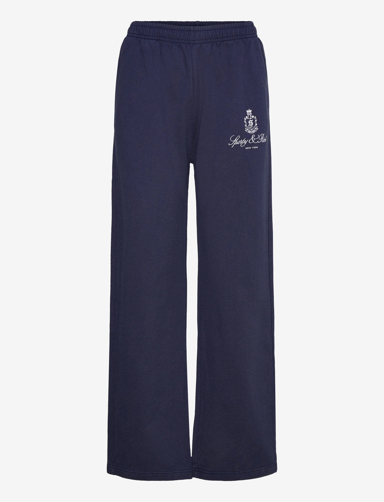 Sporty & Rich - Vendome Embroidered  Straight Leg Sweatpant - tøj - navy - 0