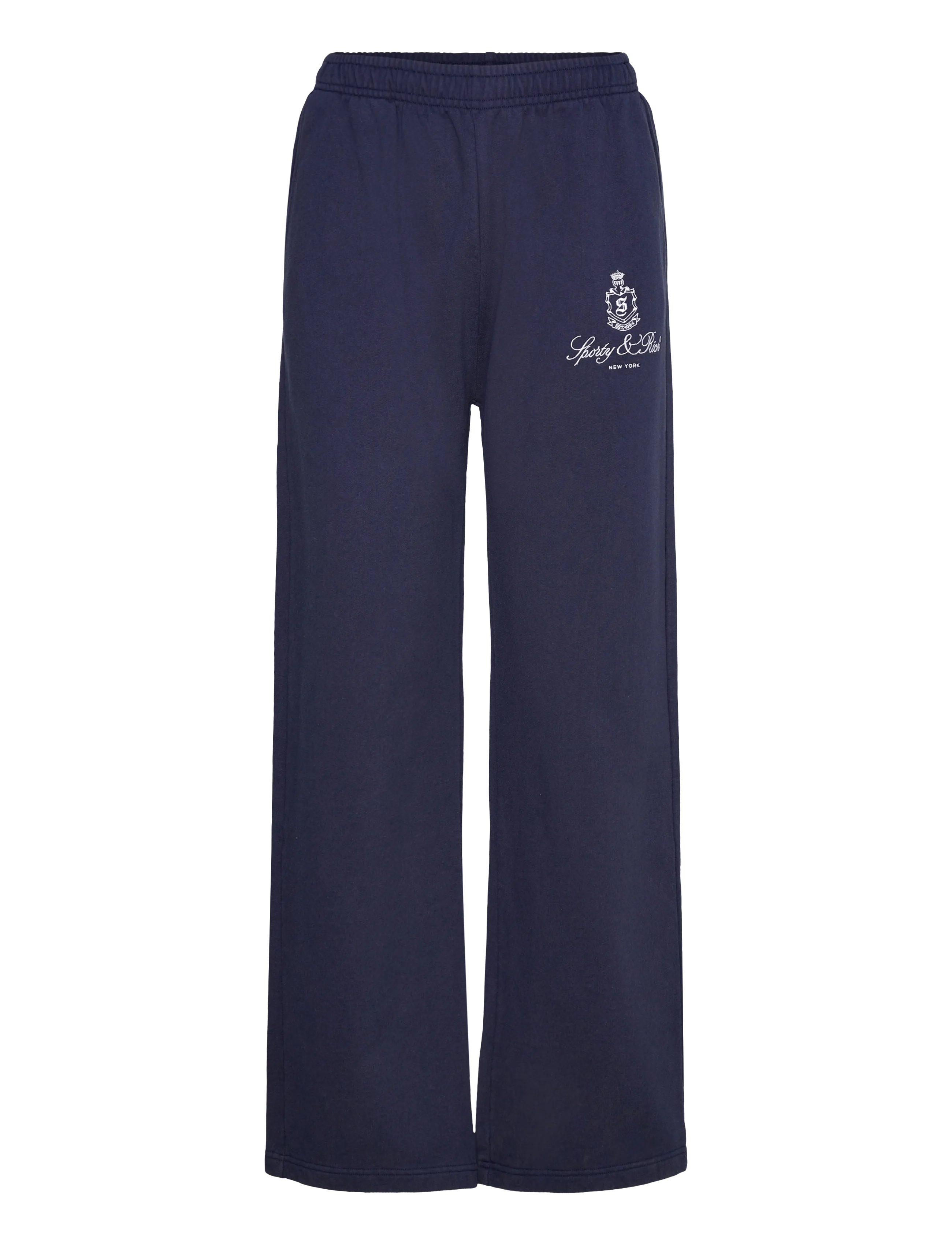 Sporty & Rich Vendome Embroidered  Straight Leg Sweatpant - Tøj - NAVY / navy