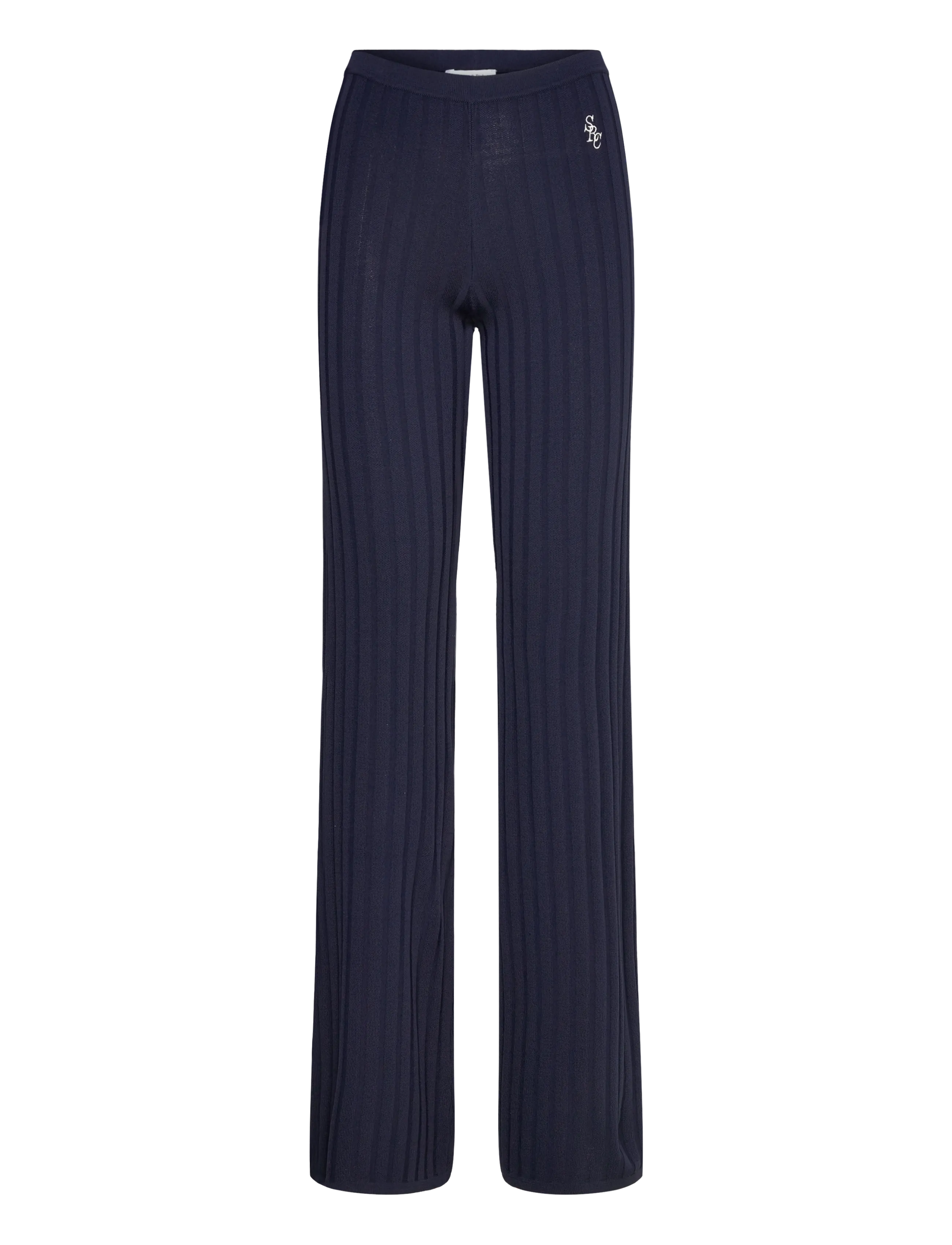 Sporty & Rich SRC Ribbed Trousers - Transitional Layering - DARK NAVY / navy