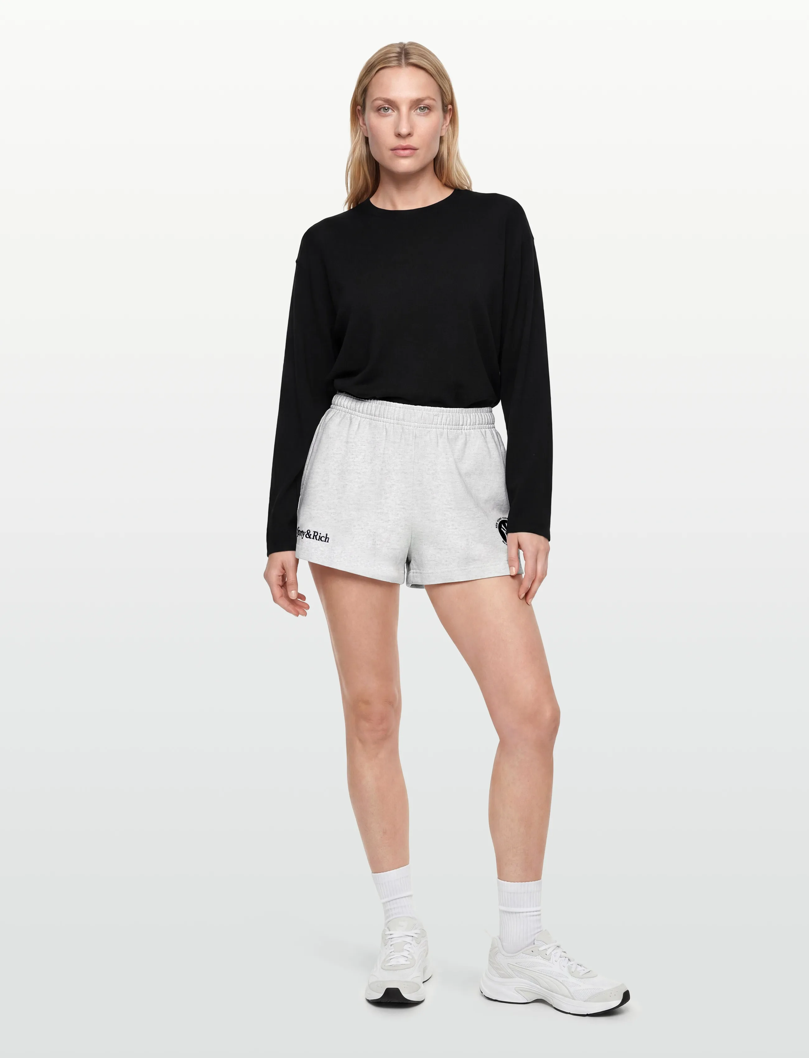Sporty & Rich Major League Disco Short, S, Sport Shorts, Grau - Sweat Frauen