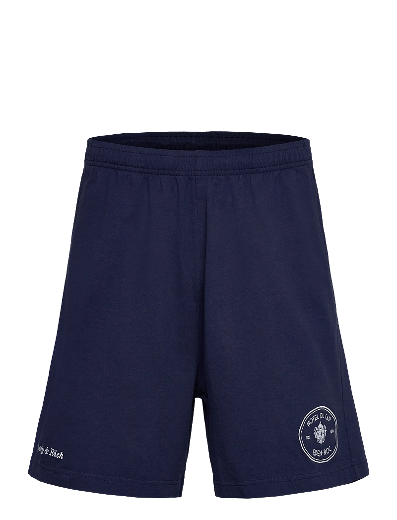 Sporty & Rich - Eden Crest Embroidered Gym Short - casual shorts - dark navy - 0