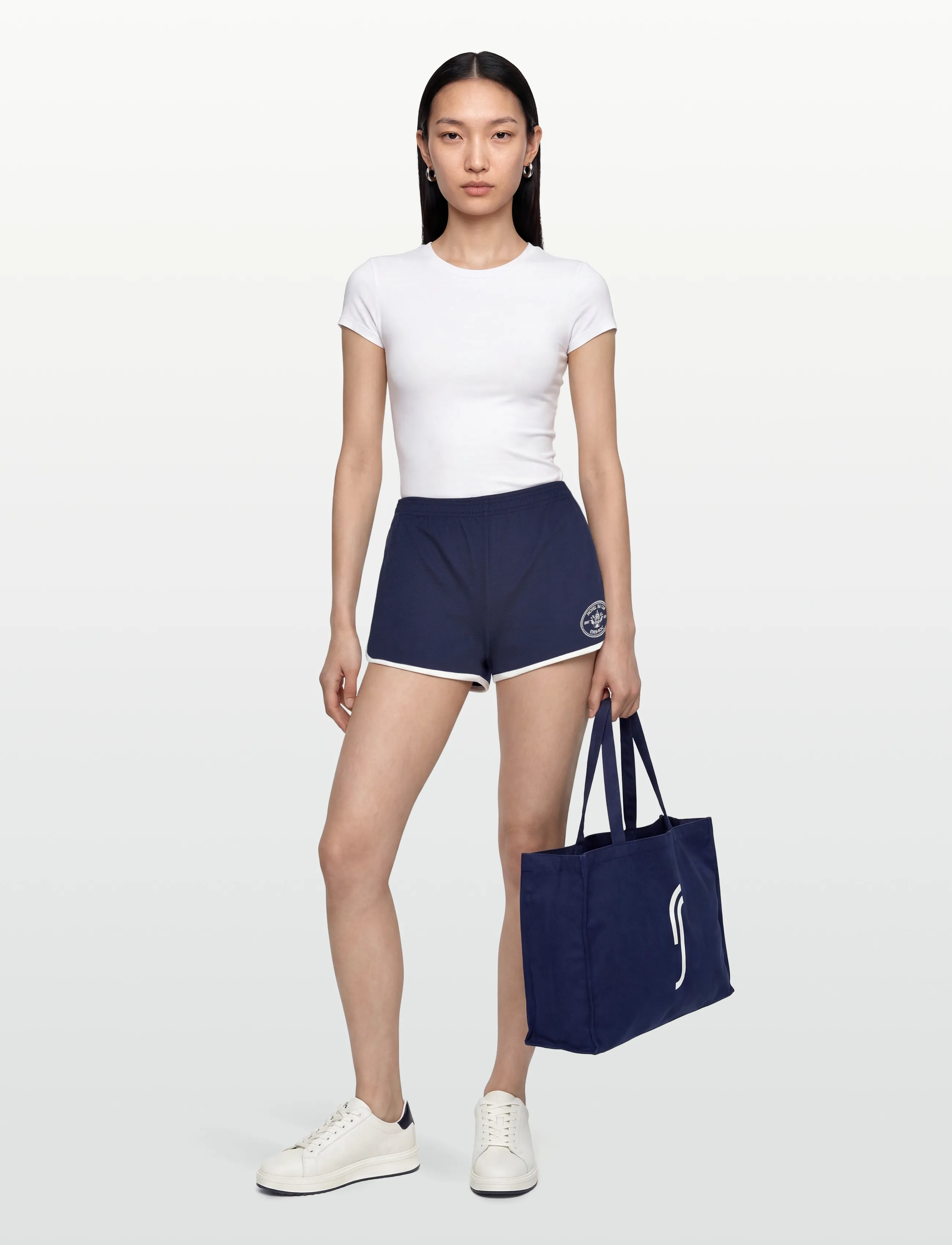 Sporty & Rich Eden Crest Embroidered Pique Short, Kvinder, Delfin Shorts, Navy, Str: S
