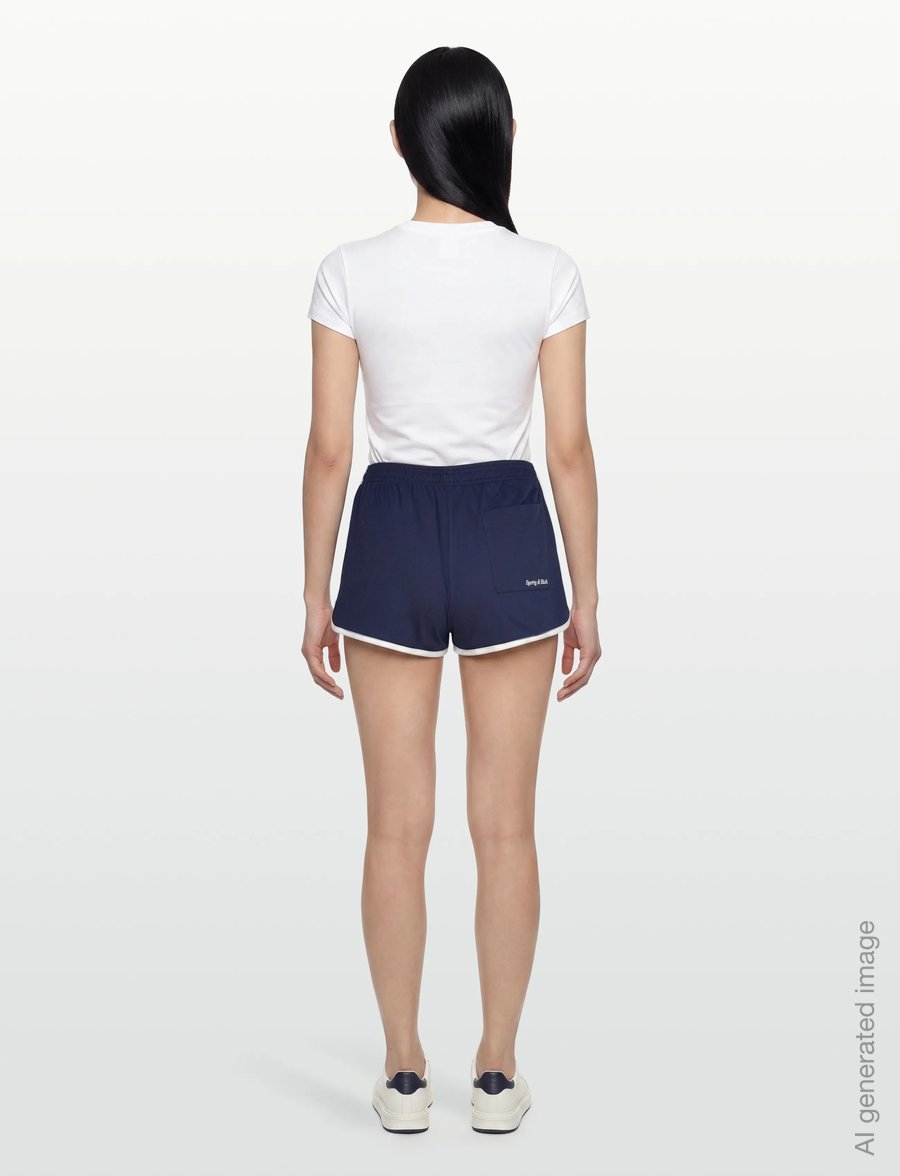 Sporty & Rich - Eden Crest Embroidered Pique Short - shorts casual - dark navy/white - 4