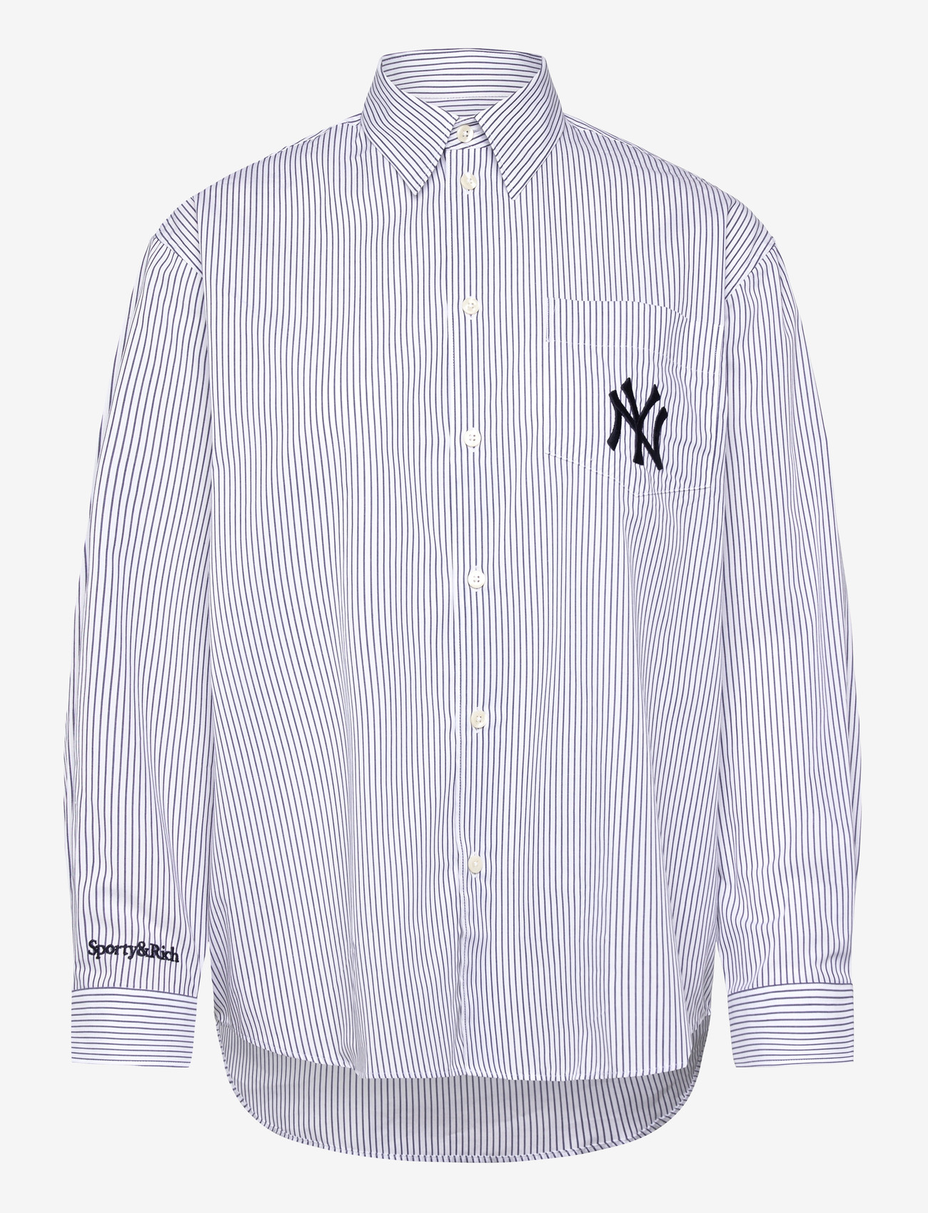Sporty & Rich - Yankees Serif Oversized Shirt - långärmade skjortor - navy striped - 0