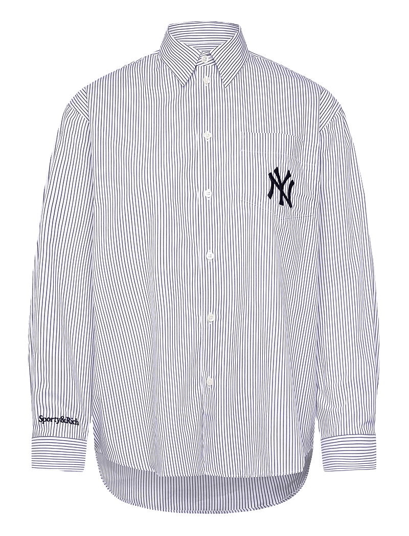 Sporty & Rich - Yankees Serif Oversized Shirt - långärmade skjortor - navy striped - 0