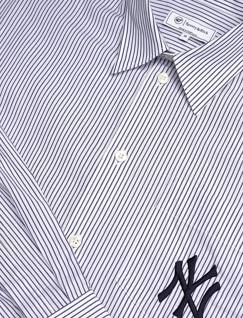 Sporty & Rich - Yankees Serif Oversized Shirt - långärmade skjortor - navy striped - 2