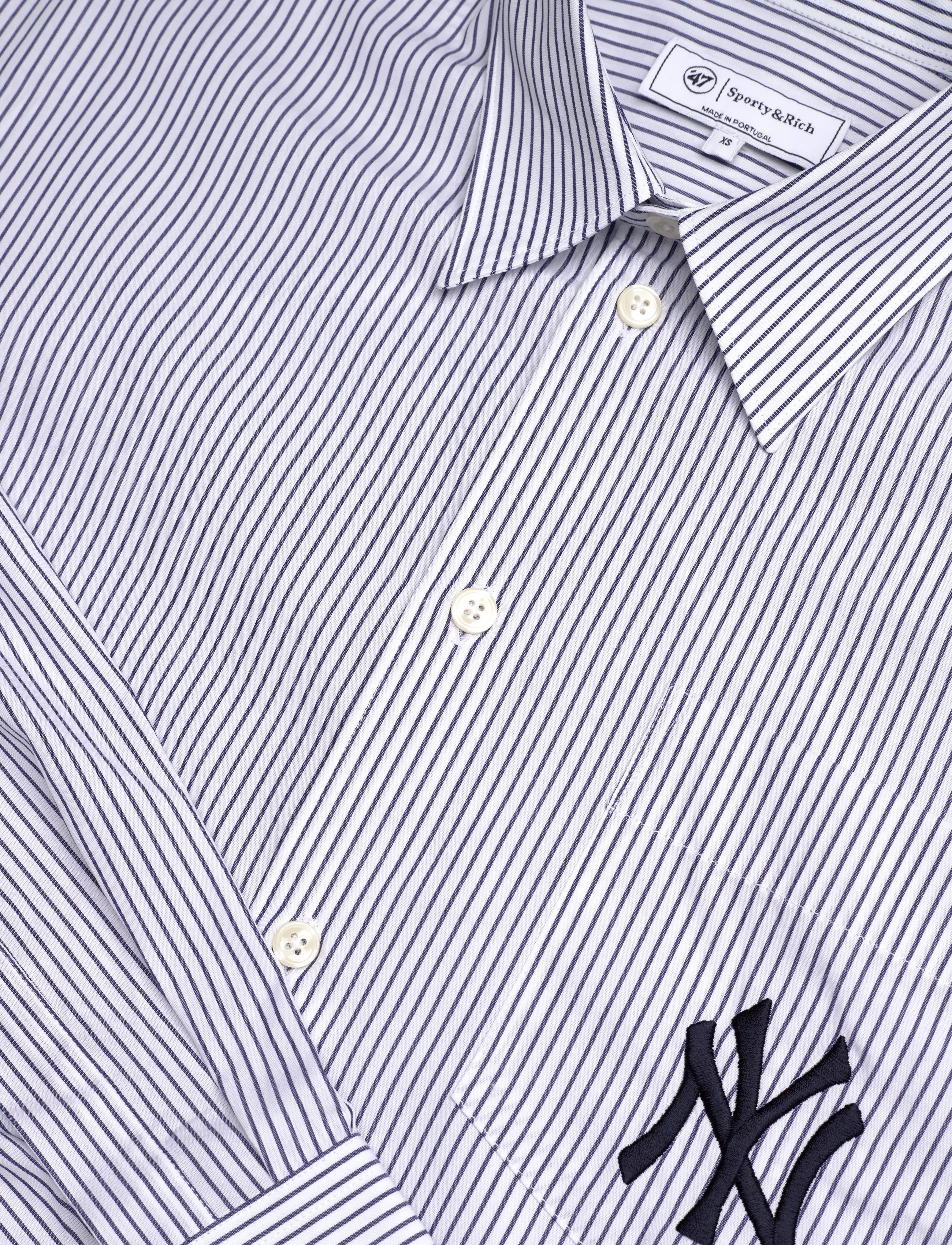 Sporty & Rich - Yankees Serif Oversized Shirt - navy striped - 2