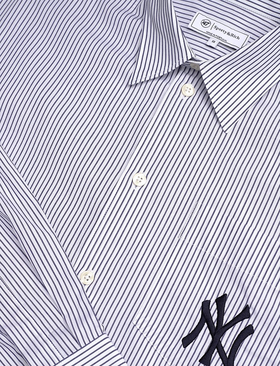 Sporty & Rich - Yankees Serif Oversized Shirt - navy striped - 2