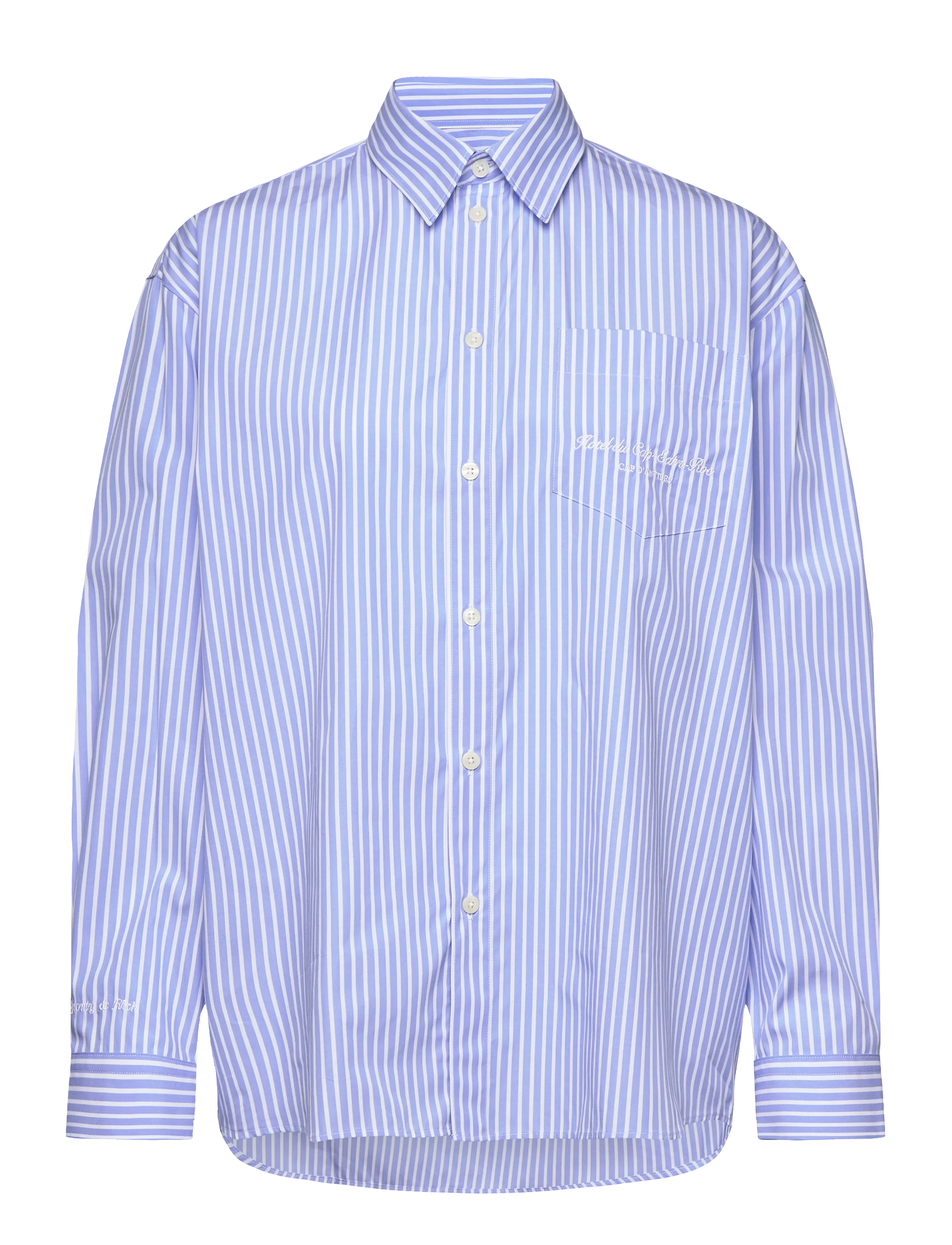 Sporty & Rich Eden Script Oversized Shirt - Tøj - BLUE/WHITE STRIPE / blue