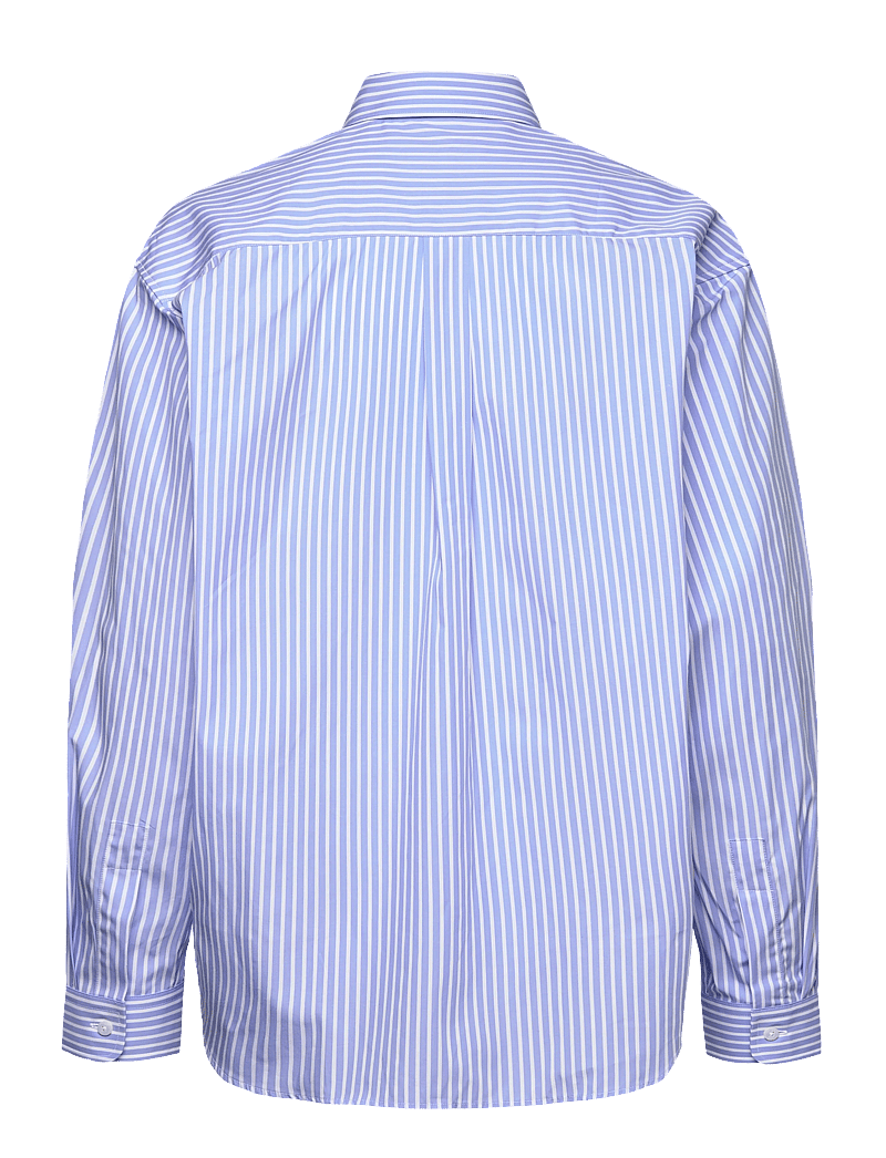 Sporty & Rich - Eden Script Oversized Shirt - denim shirts - blue/white stripe - 1