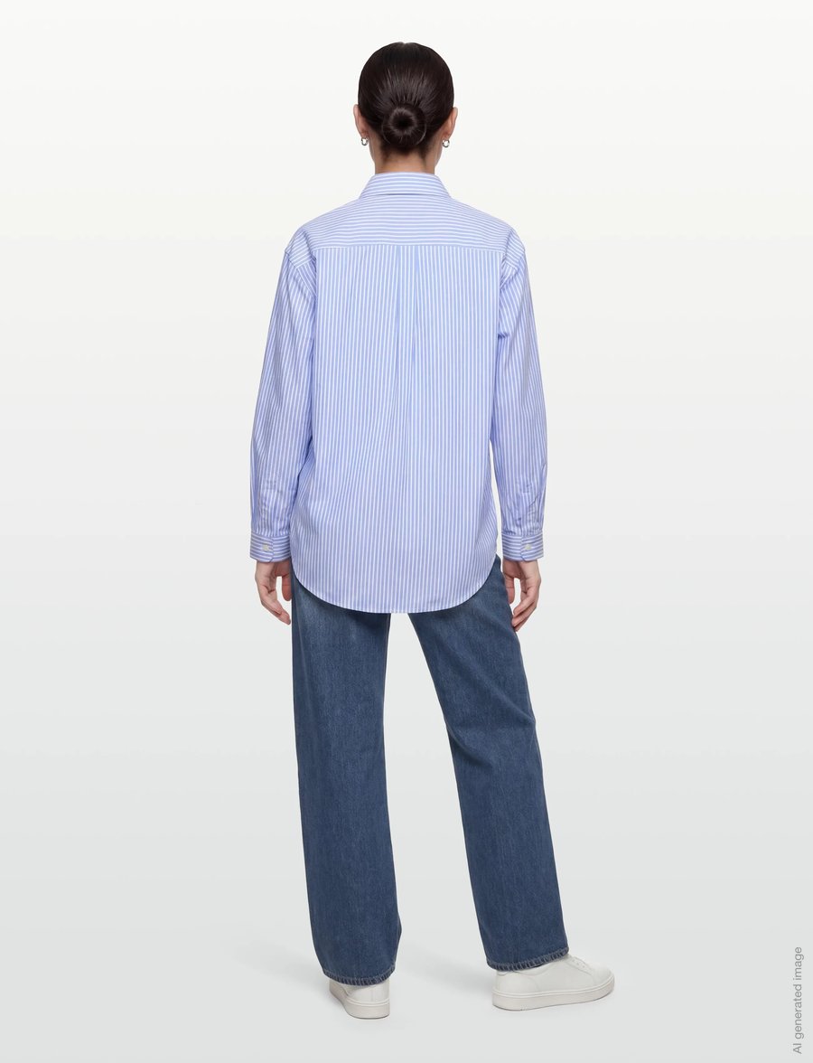 Sporty & Rich - Eden Script Oversized Shirt - jeanshemden - blue/white stripe - 4