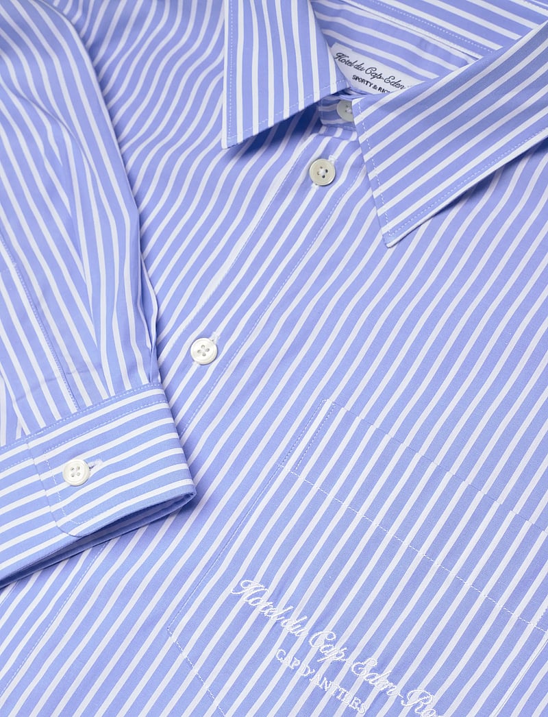 Sporty & Rich - Eden Script Oversized Shirt - denim shirts - blue/white stripe - 2