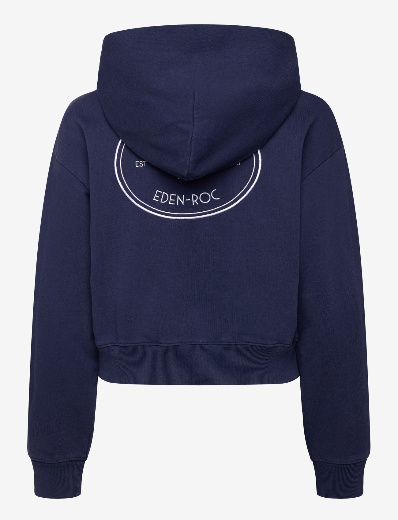 Sporty & Rich - Eden Crest Embroidered Cropped Zip Hoodie - hoodies - dark navy - 1