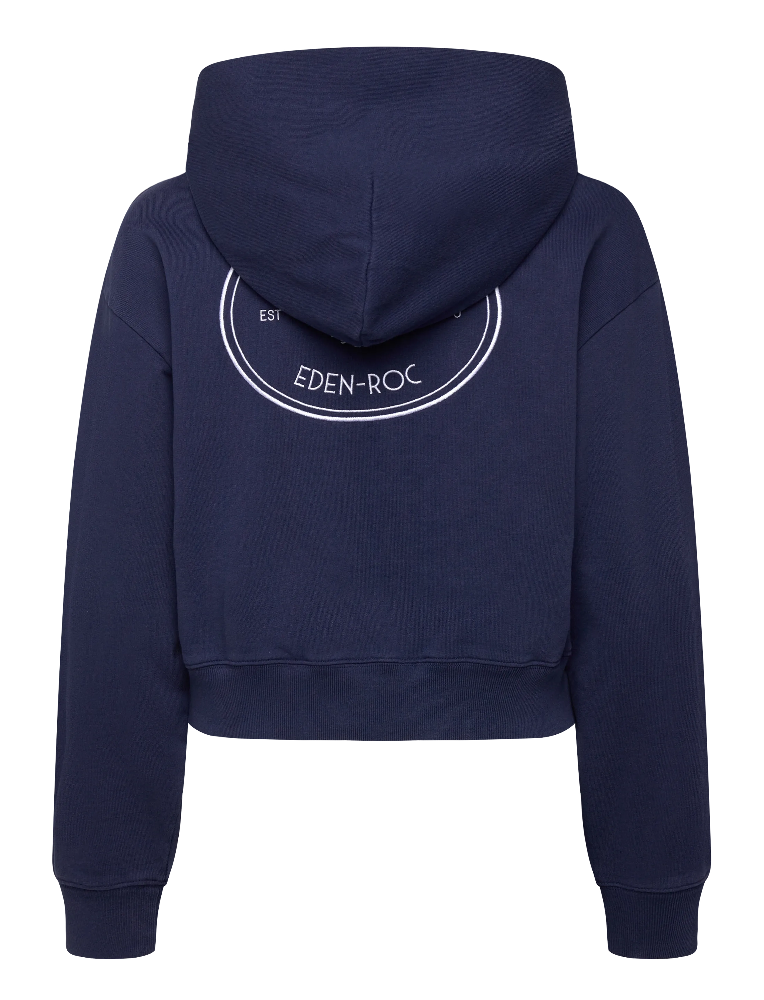 Sporty & Rich - Eden Crest Embroidered Cropped Zip Hoodie - sweatshirts & hættetrøjer - dark navy - 1