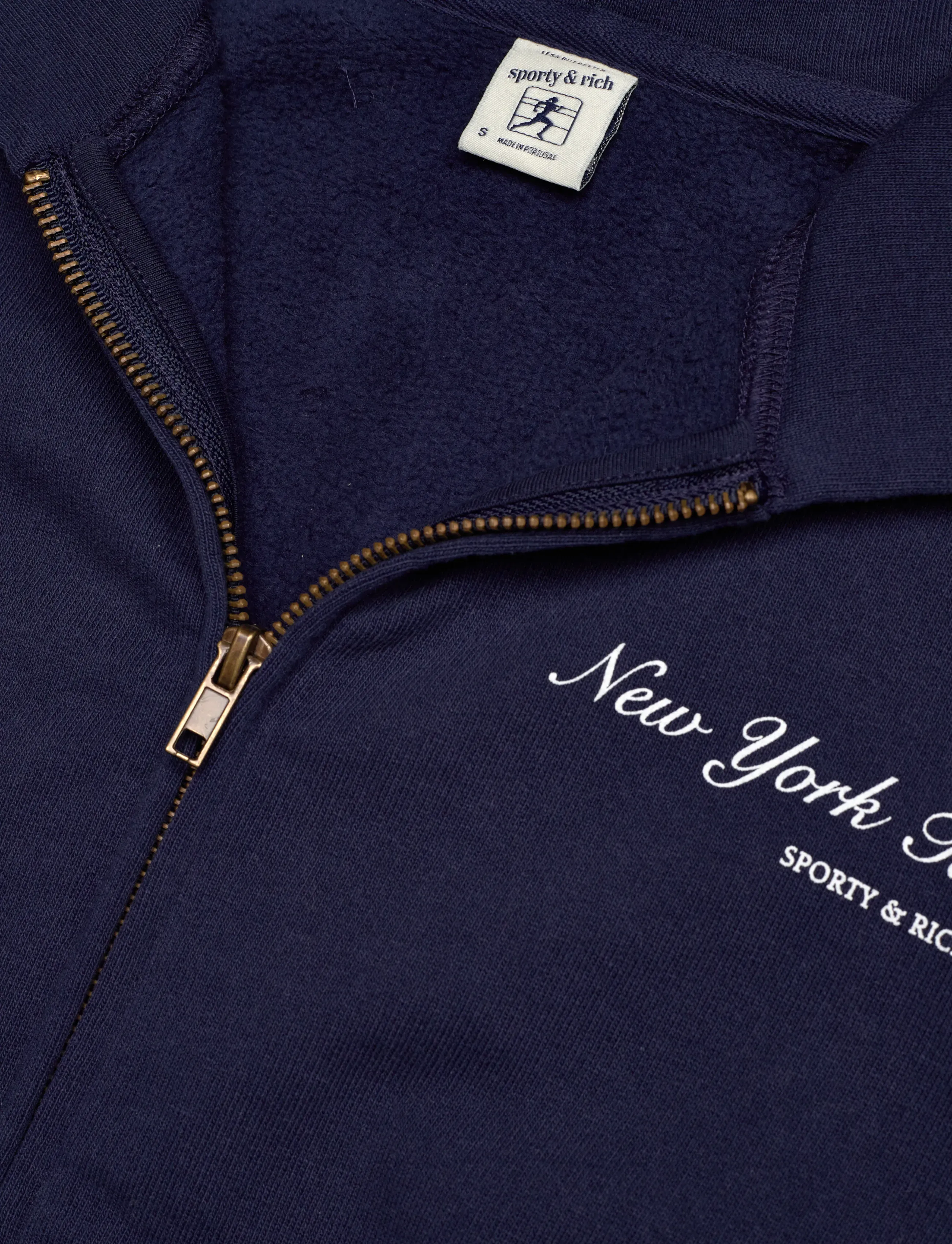 Sporty & Rich - NY Tennis Club Cropped Zip Hoodie - sweatshirts & hættetrøjer - dark navy - 2