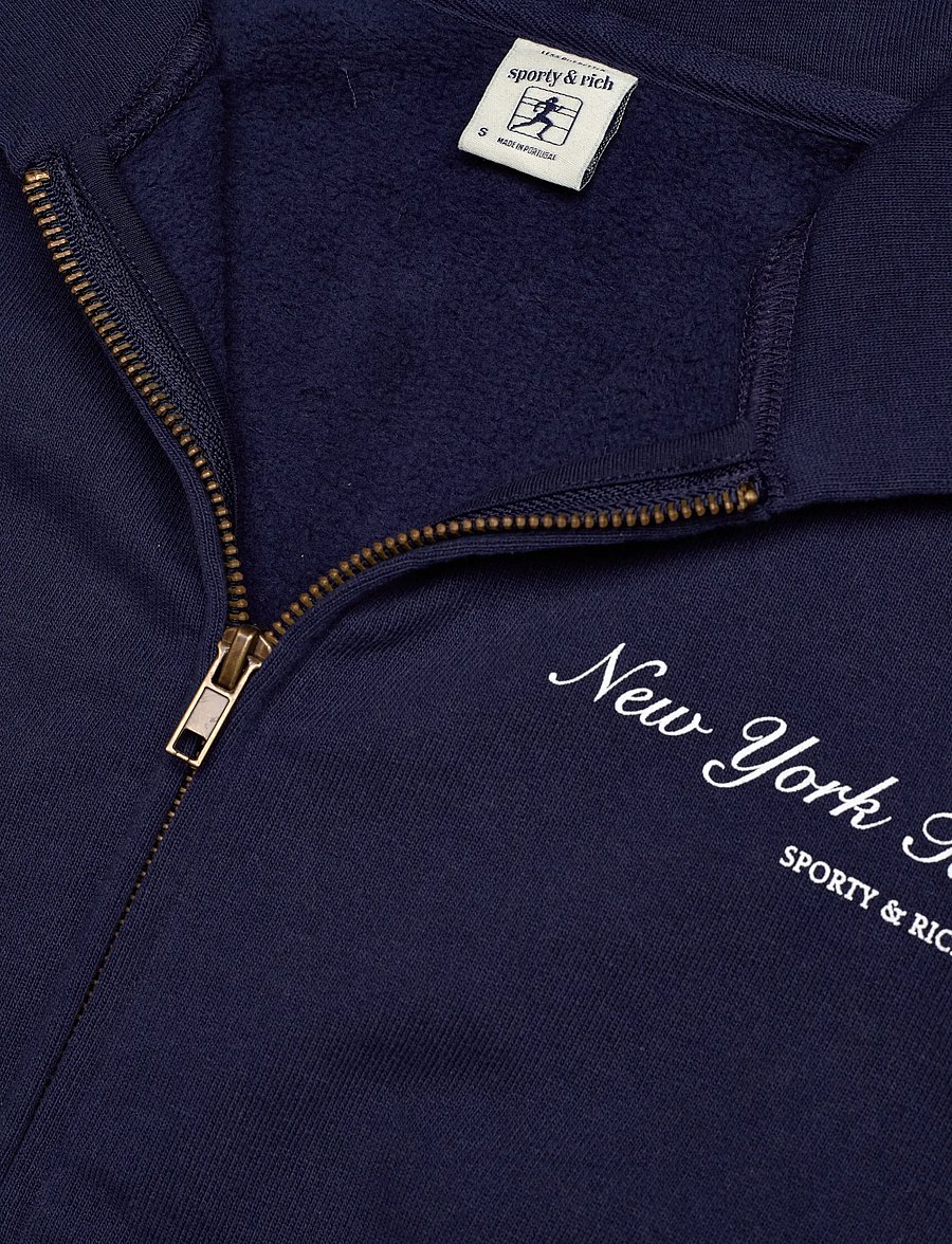 Sporty & Rich - NY Tennis Club Cropped Zip Hoodie - sweatshirts & hoodies - dark navy - 2
