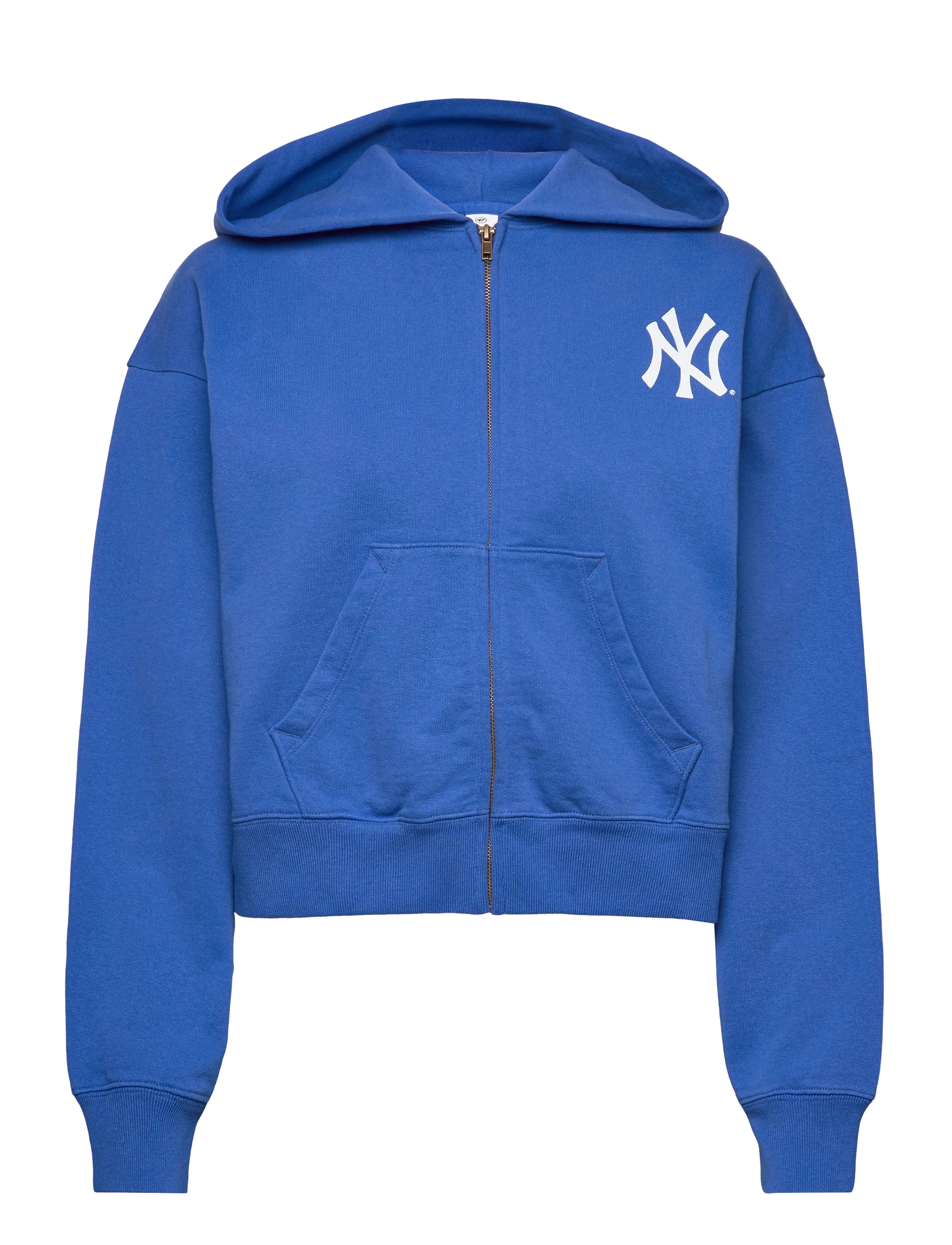 Sporty & Rich Yankees Serif Cropped Zip Hoodie, XS, Sweatshirts Hoodies, Blau - Frauen