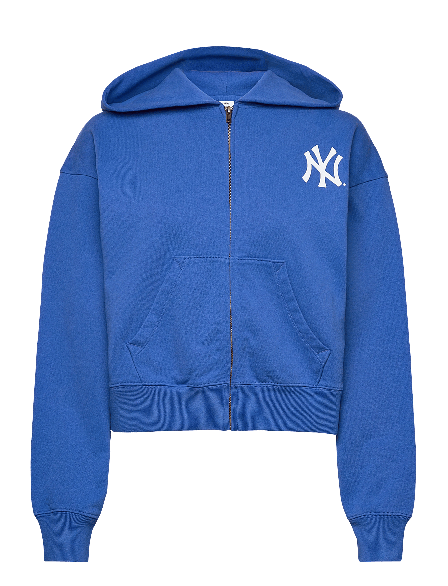 Sporty & Rich - Yankees Serif Cropped Zip Hoodie - sweatshirts et sweats à capuche - team blue - 0