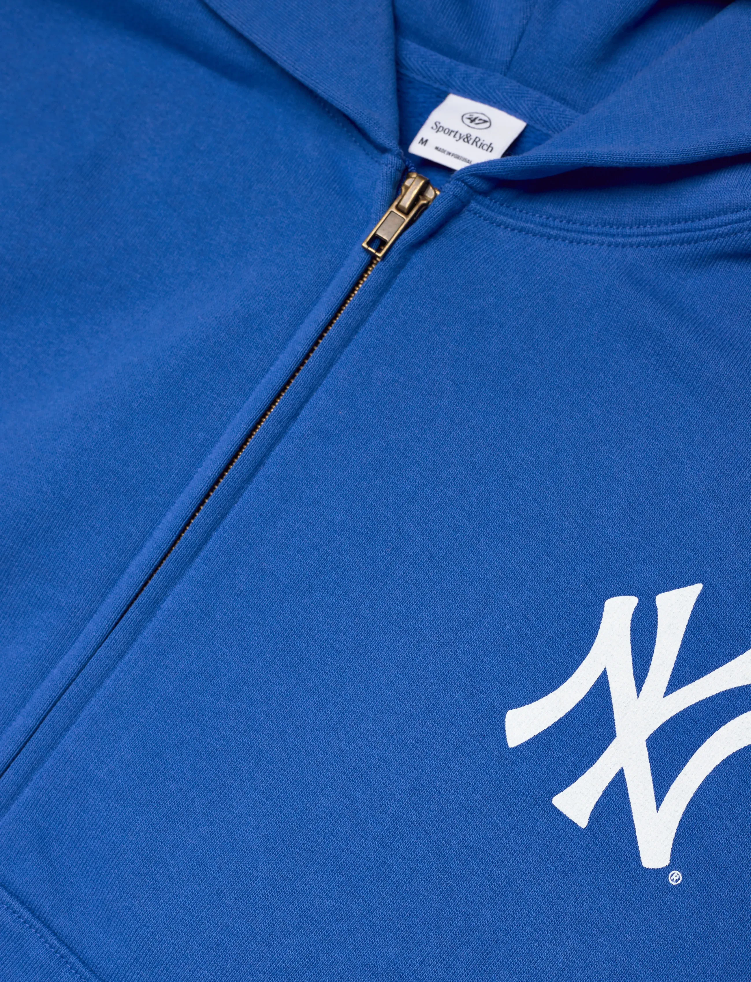Sporty & Rich - Yankees Serif Cropped Zip Hoodie - sweatshirts & hoodies - team blue - 2