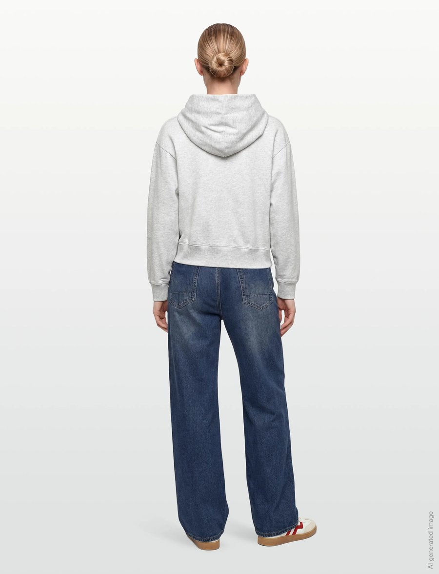 Sporty & Rich - Dodgers Serif Cropped Zip Hoodie - sweatshirts & hoodies - heather gray - 4