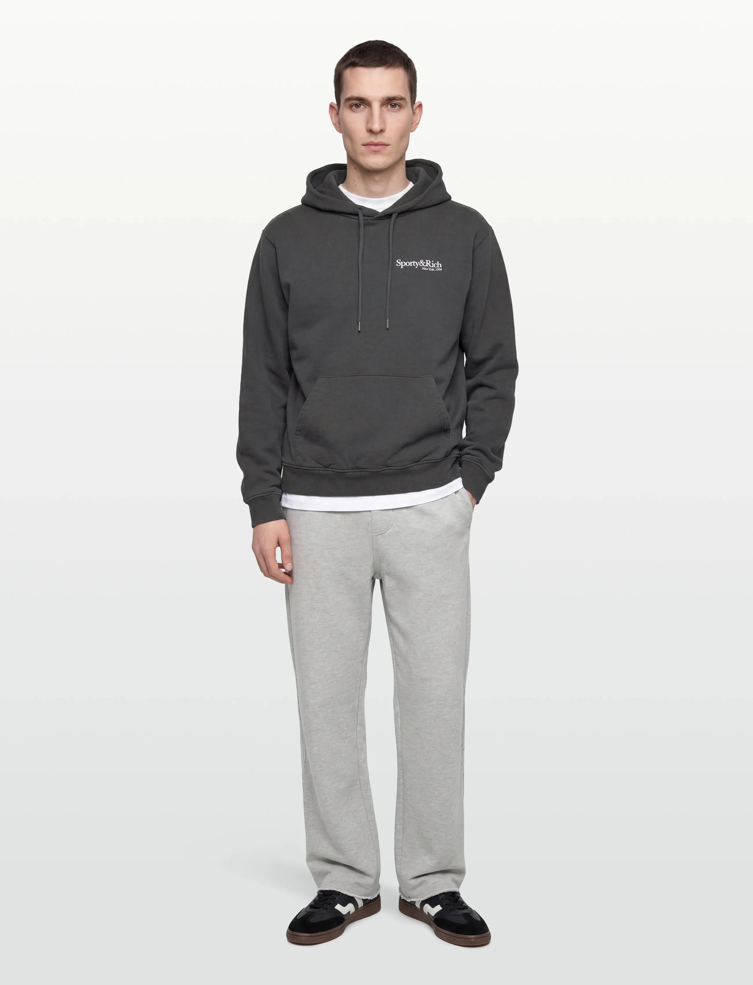 Sporty & Rich Hwcny Hoodie, Kvinder, Kængurulomme Hættetrøje, Grå, Str: S