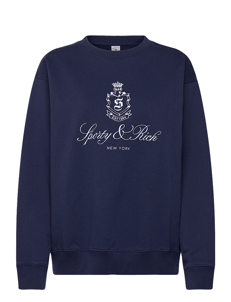 Sporty & Rich - Vendome Embroidered Crewneck - sweatshirts & hoodies - dark navy - 0