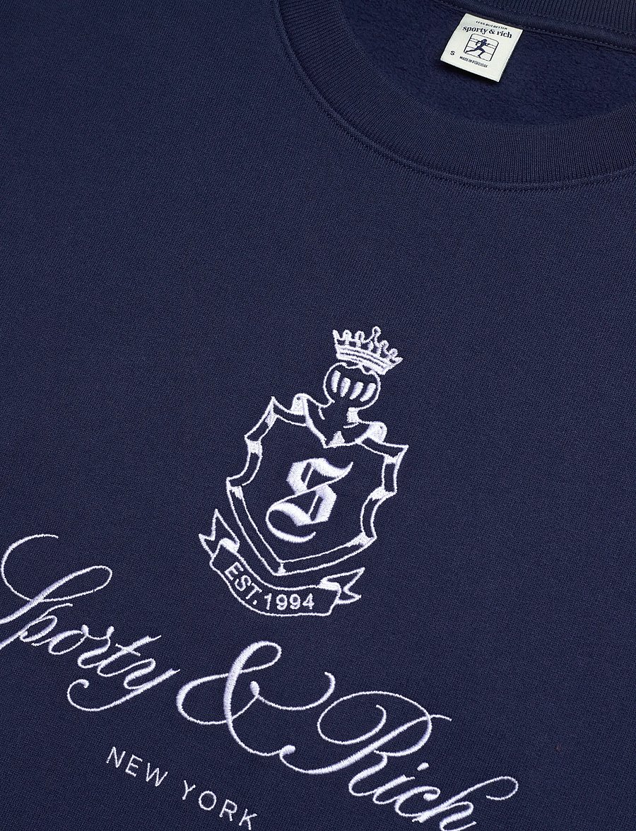 Sporty & Rich - Vendome Embroidered Crewneck - sweatshirts & hoodies - dark navy - 2