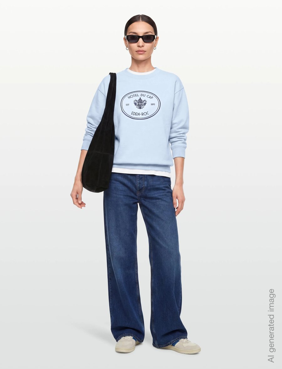 Sporty & Rich - Eden Crest Embroidered Crewneck - sweatshirts & hoodies - ciel - 0