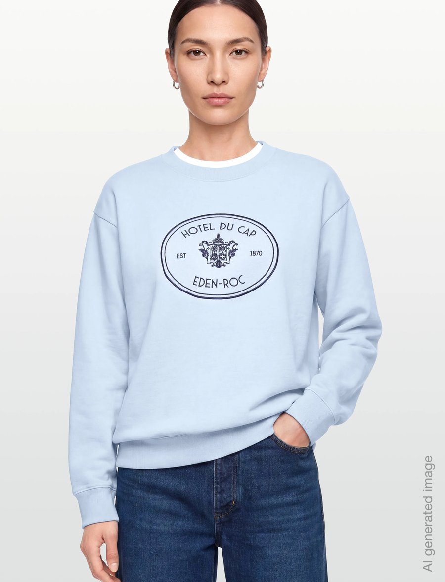 Sporty & Rich - Eden Crest Embroidered Crewneck - sweatshirts & hoodies - ciel - 3