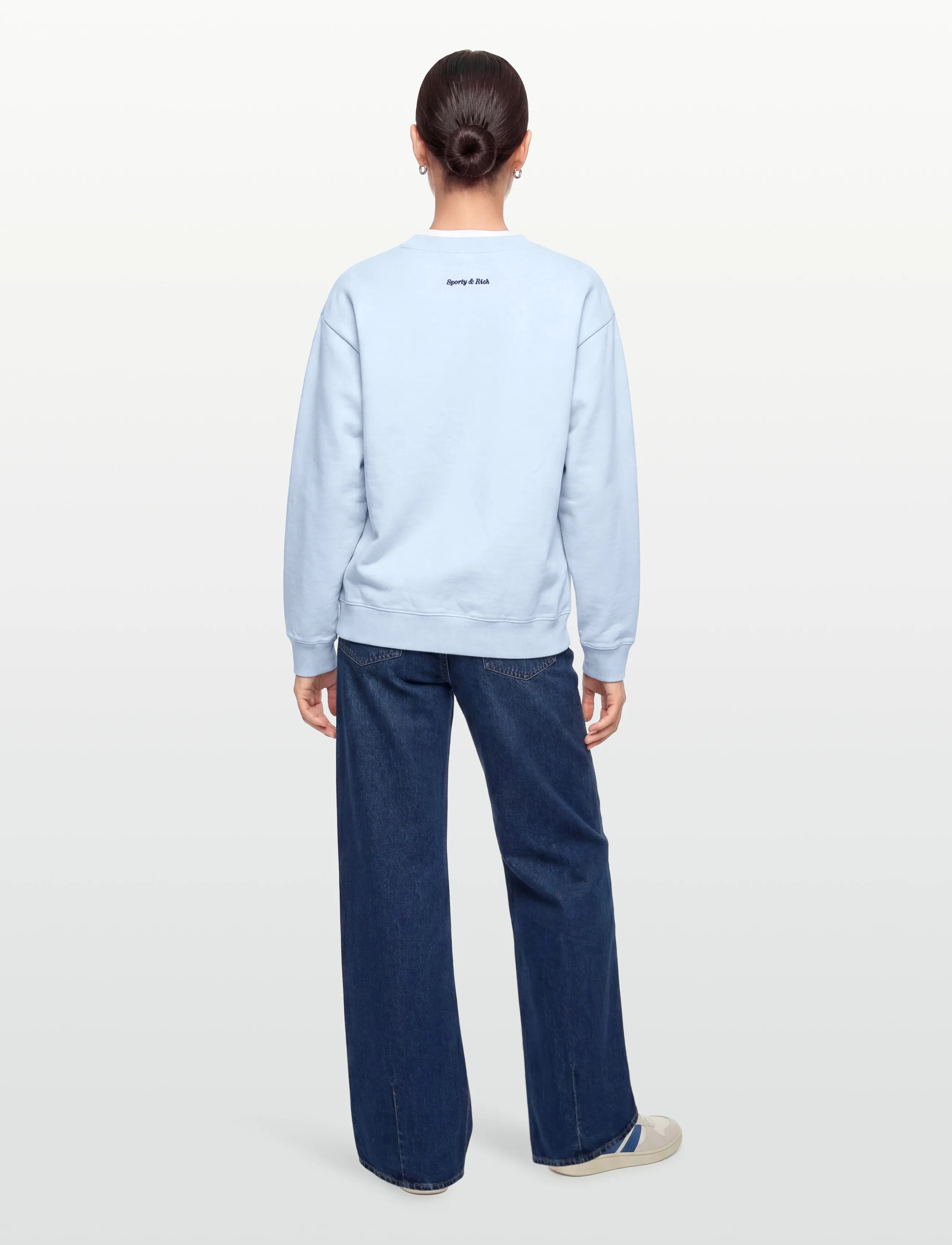 Sporty & Rich - Eden Crest Embroidered Crewneck - sweatshirts & hættetrøjer - ciel - 4