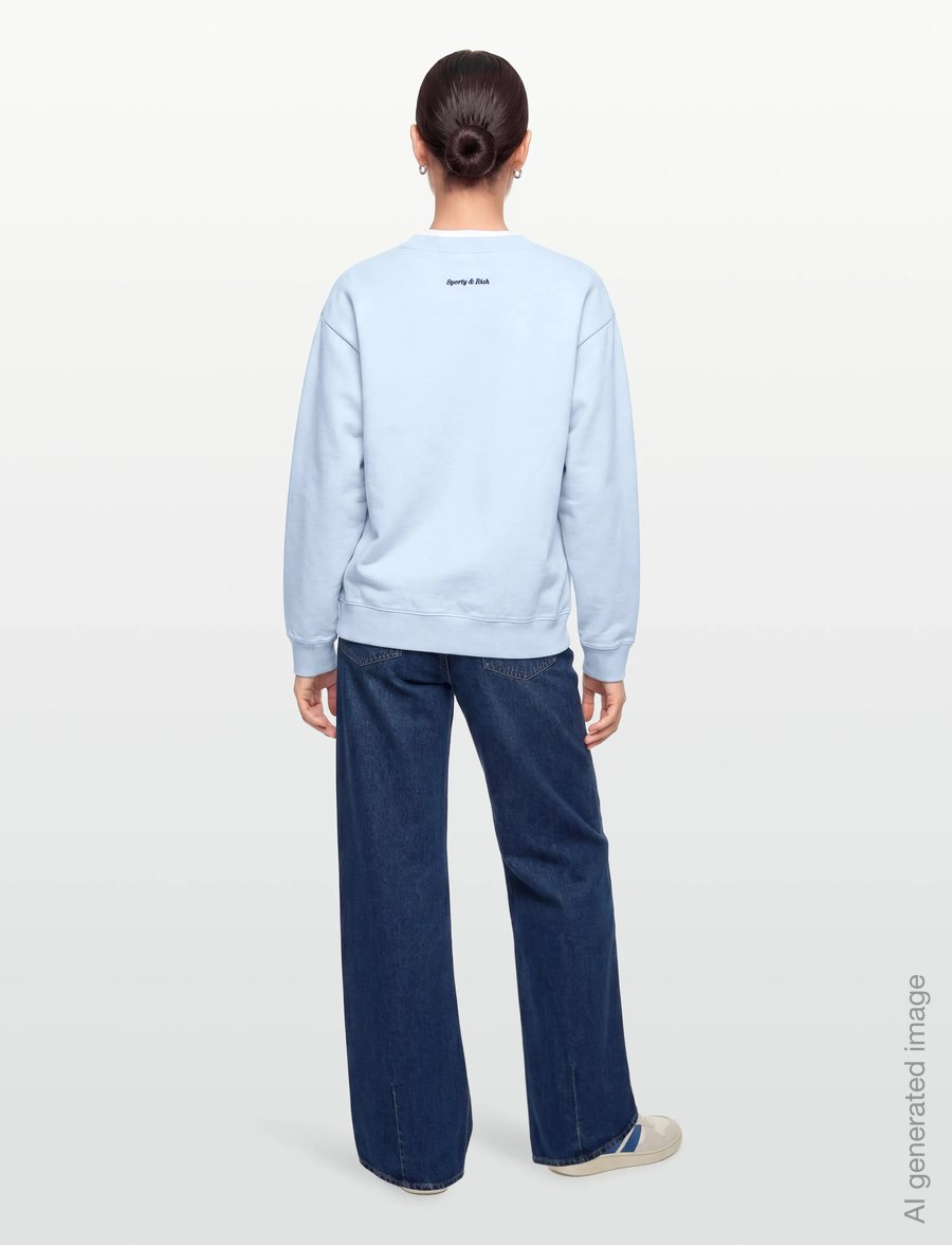 Sporty & Rich - Eden Crest Embroidered Crewneck - sweatshirts & hoodies - ciel - 4