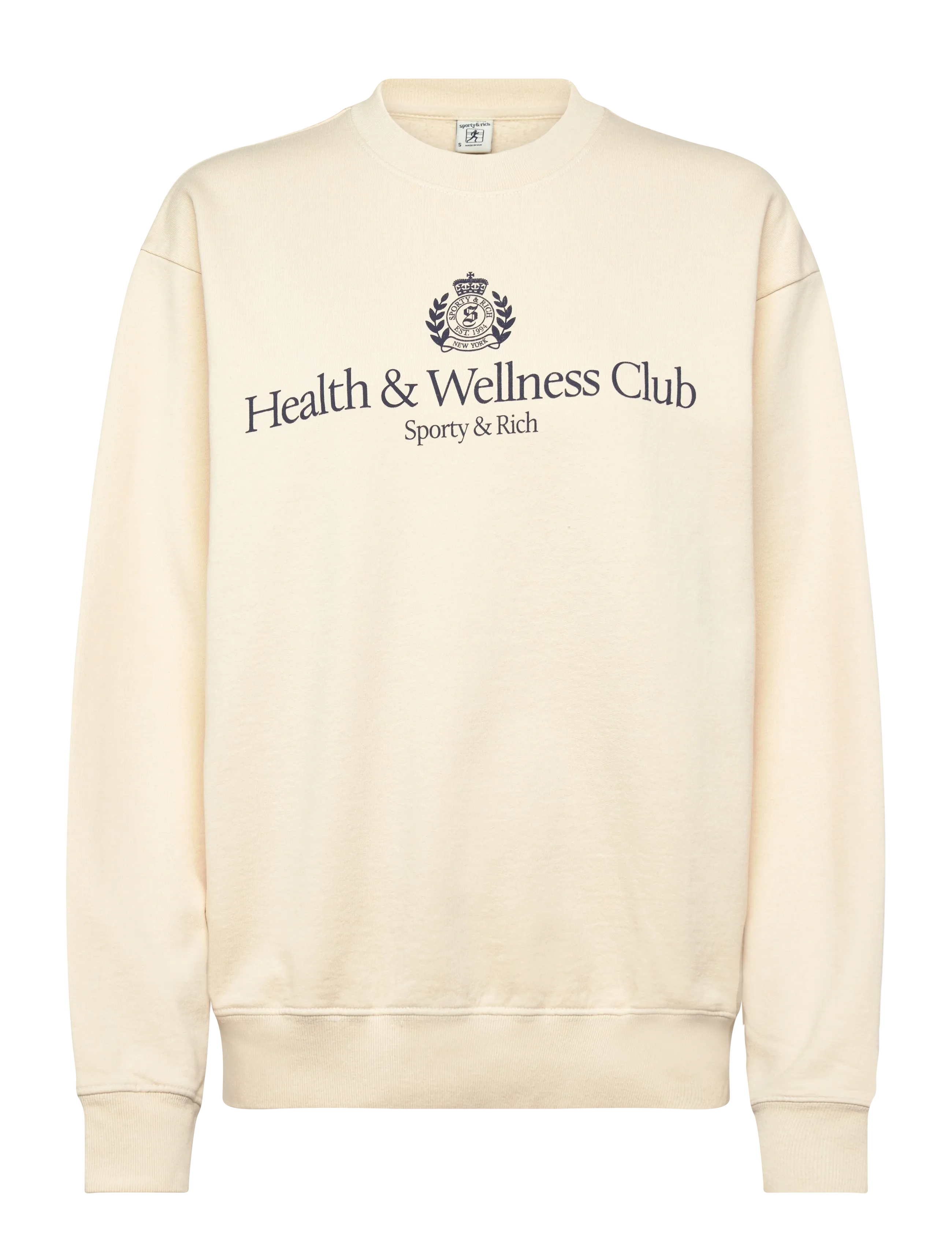 Sporty & Rich H&W Crest Crewneck, S, Sweatshirts Hoodies, Creme - Sweatshirts, Frauen