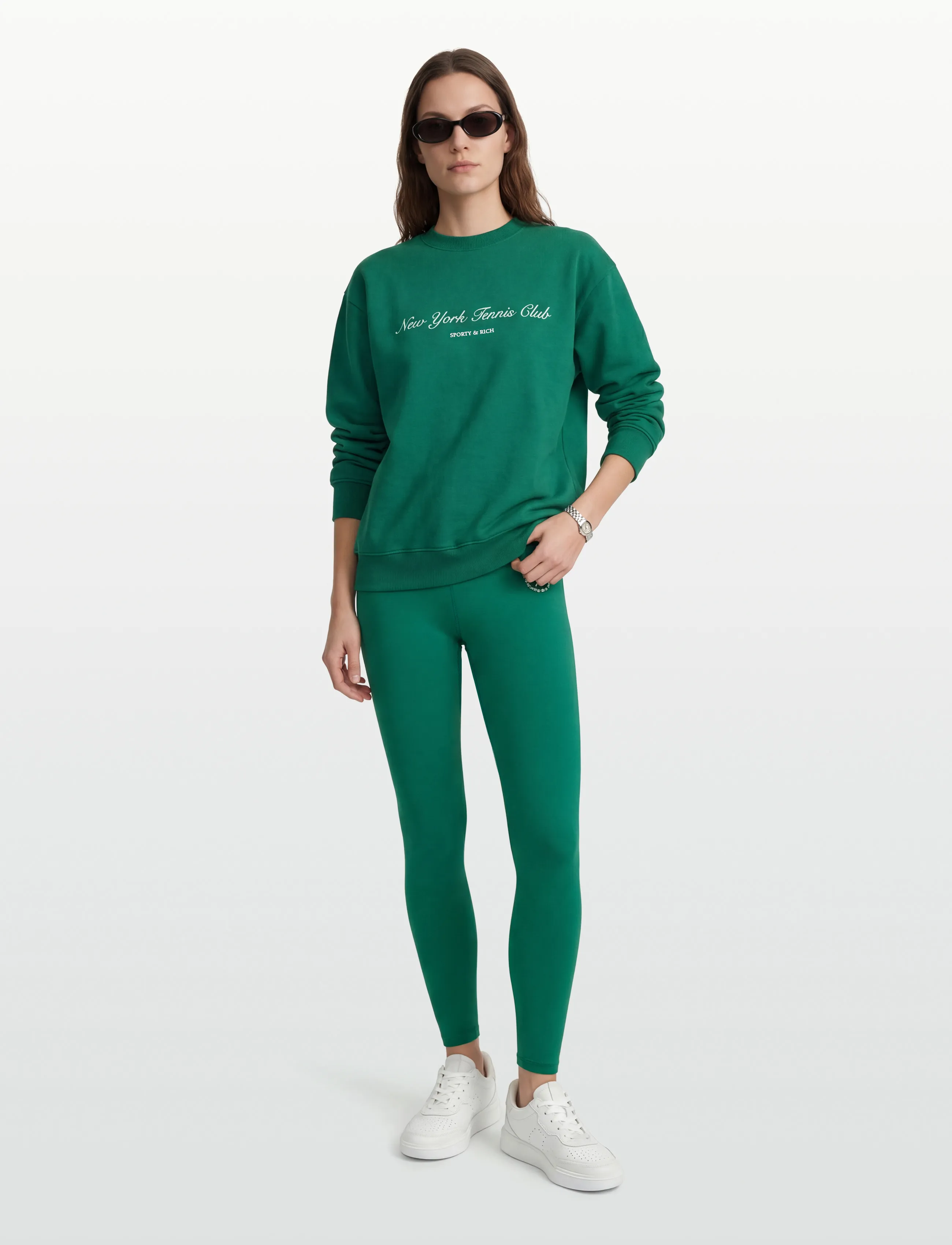 Sporty & Rich Ny Tennis Club Crewneck, M, Sweatshirts Hoodies, Grün - Sweatshirts, Frauen