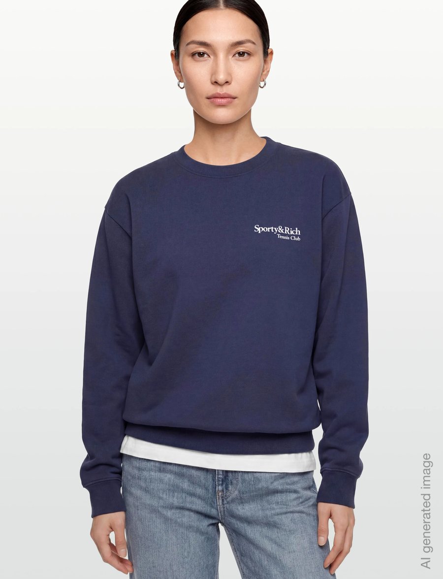 Sporty & Rich - Play Tennis Crewneck - sweatshirts & hoodies - dark navy - 3