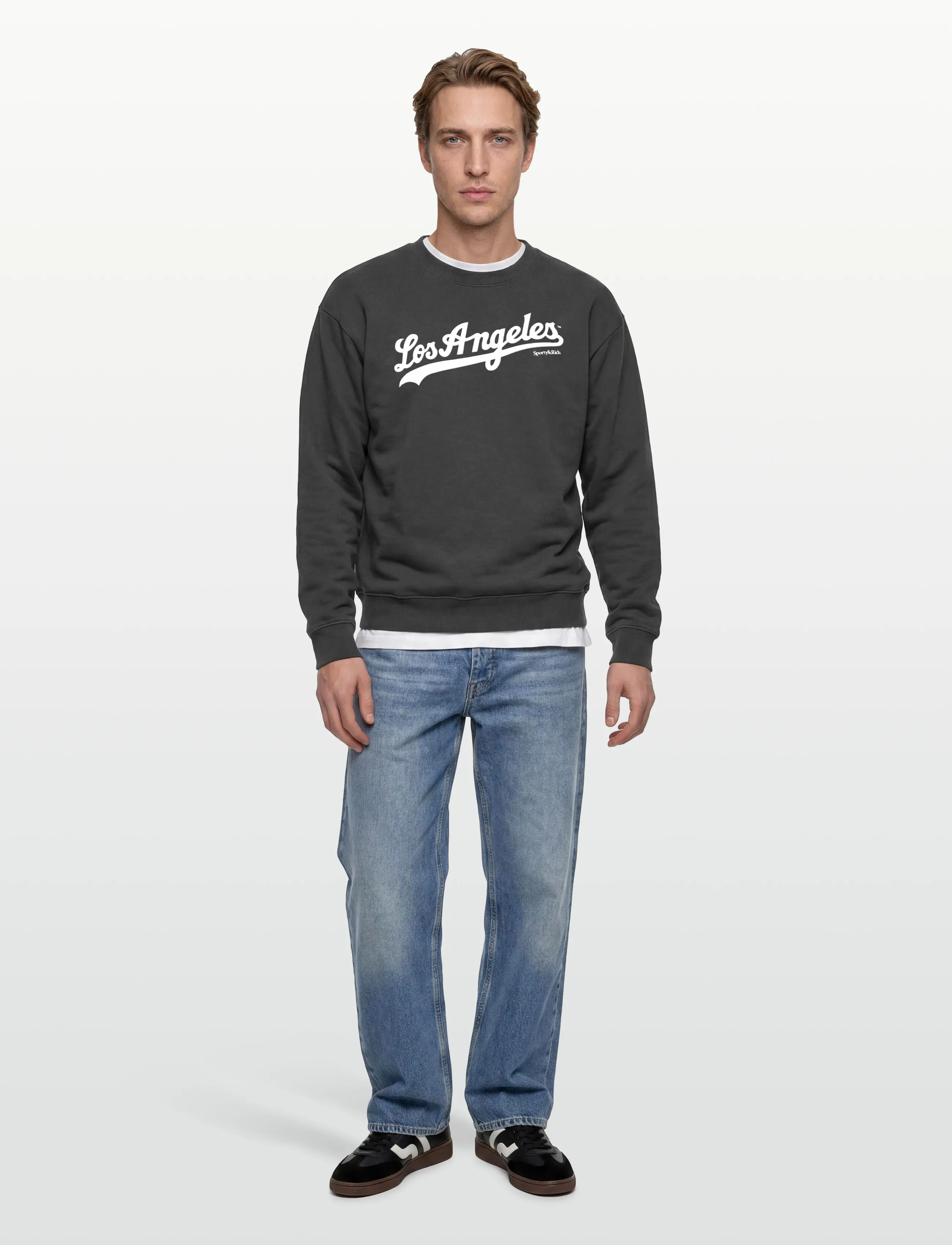Sporty & Rich Dodgers Crewneck, L, Sweatshirts Hoodies, Grau - Sweatshirts, Frauen
