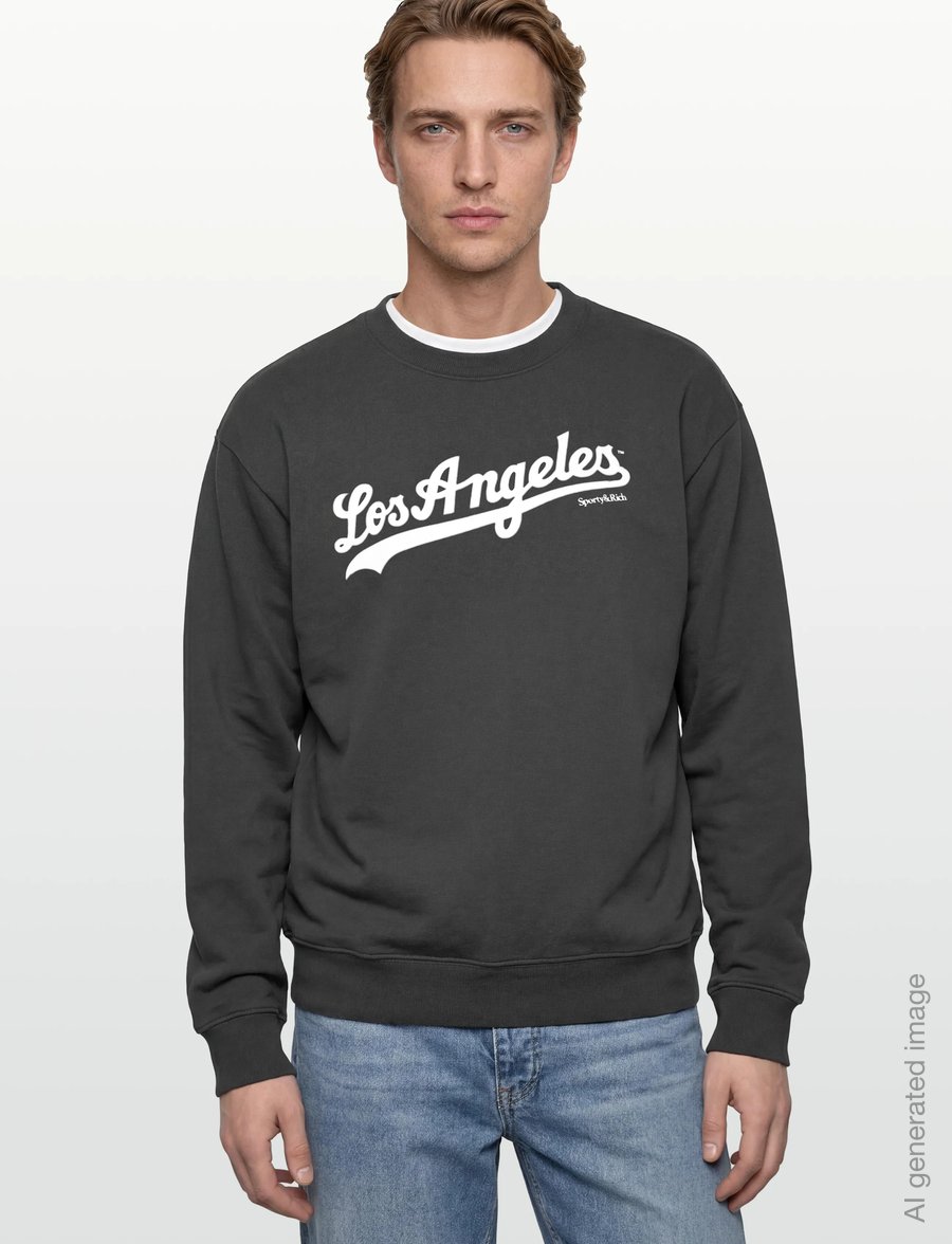 Sporty & Rich - Dodgers Crewneck - sweatshirts & hoodies - faded black - 3