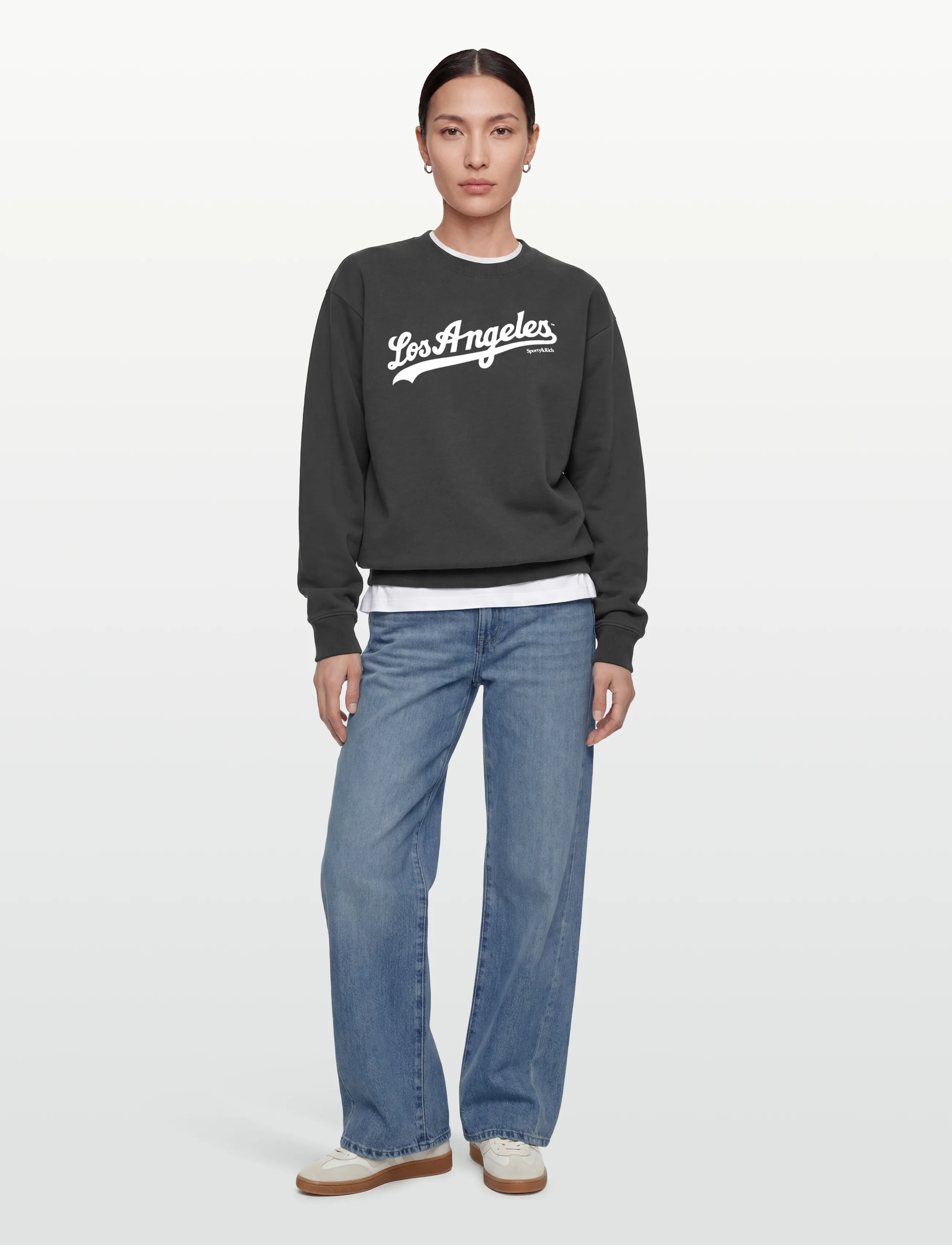 Sporty & Rich - Dodgers Crewneck - sweatshirts & hoodies - faded black - 4