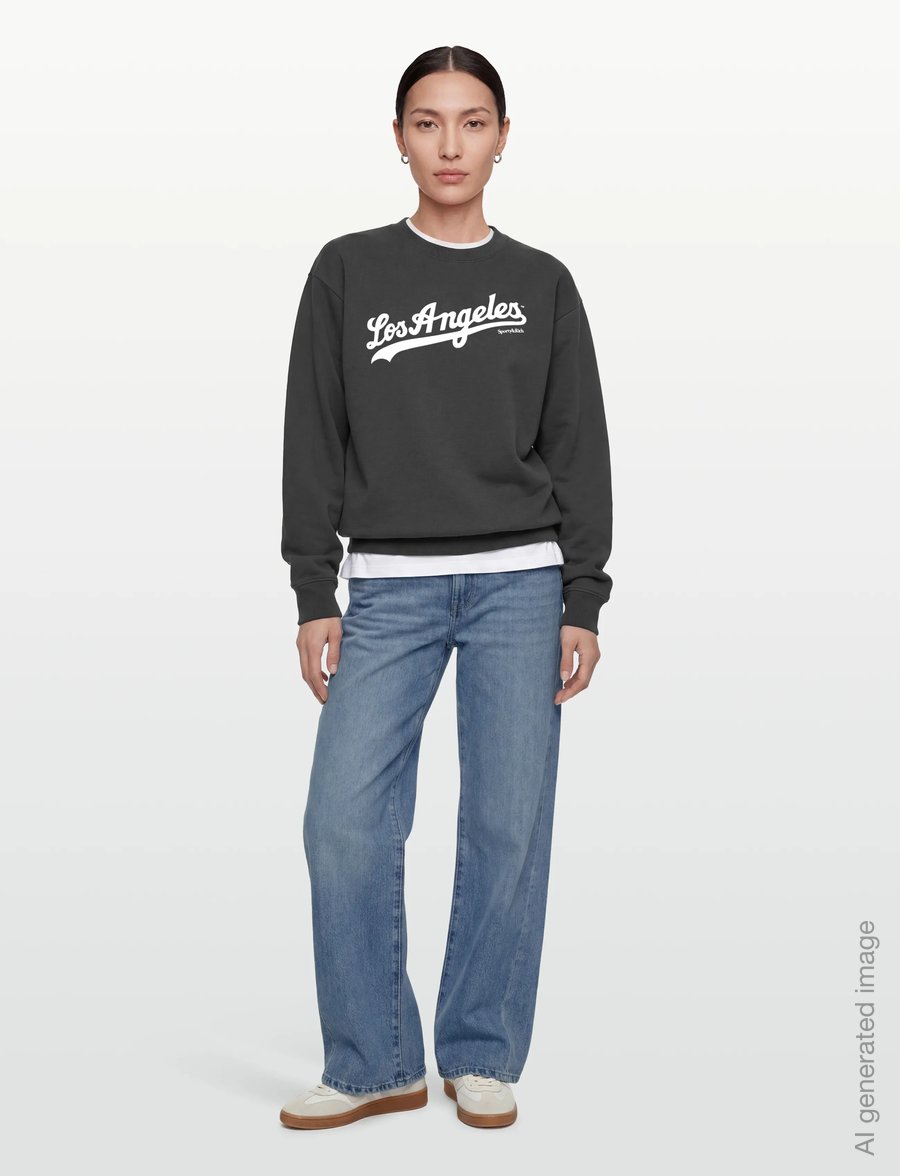 Sporty & Rich - Dodgers Crewneck - sweatshirts & hoodies - faded black - 4