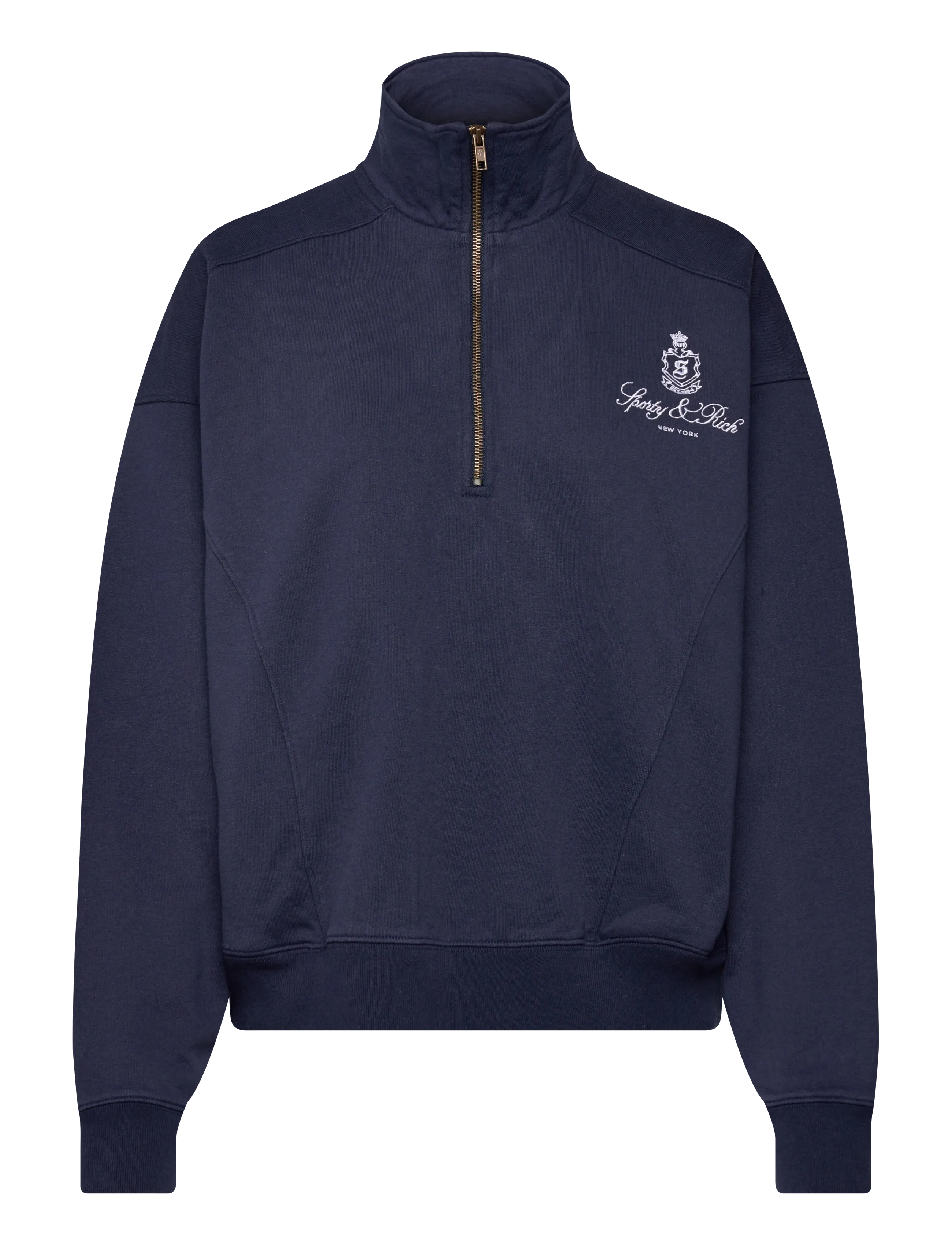 Sporty & Rich Vendome Embroidered Quarter Zip - Sporty & Rich - NAVY / navy