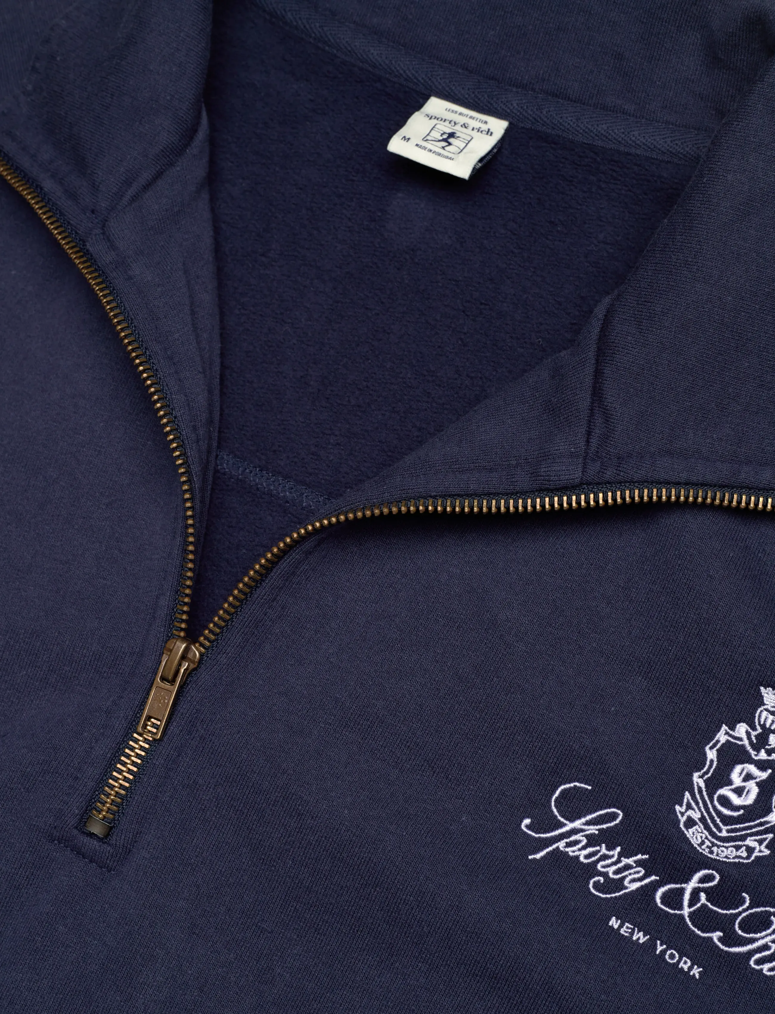 Sporty & Rich - Vendome Embroidered Quarter Zip - navy - 2