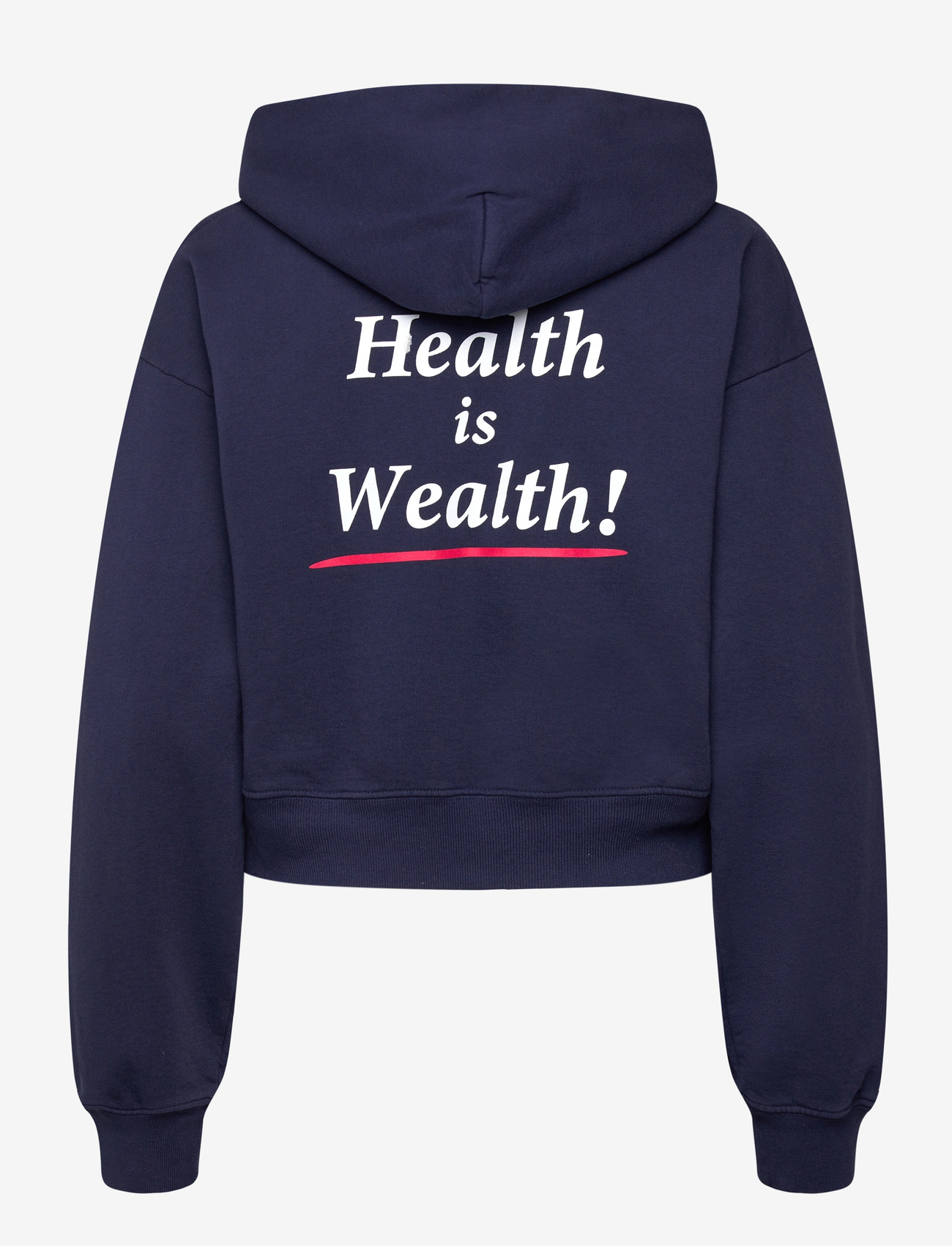 Sporty & Rich - Health is Wealth Cropped Hoodie - sweatshirts & hættetrøjer - dark navy - 1