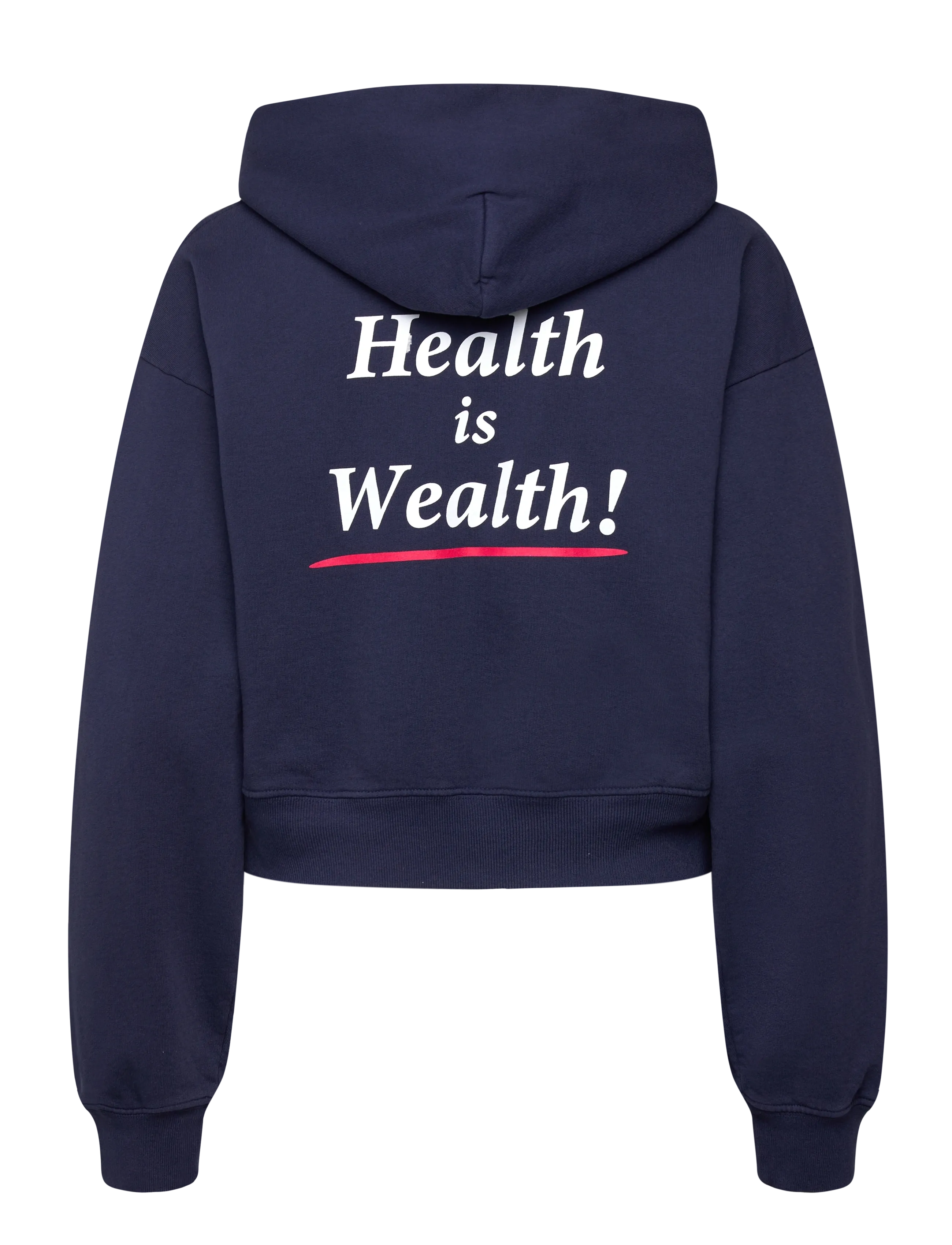 Sporty & Rich - Health is Wealth Cropped Hoodie - sweatshirts & hættetrøjer - dark navy - 2