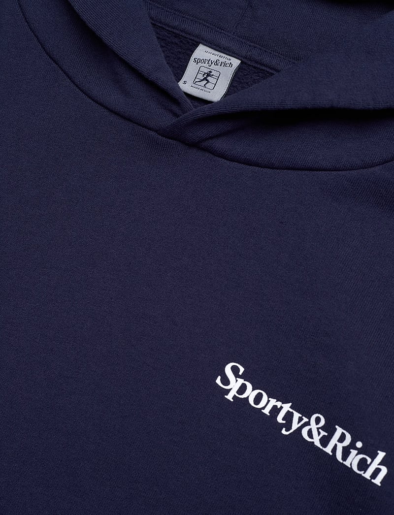 Sporty & Rich - Health is Wealth Cropped Hoodie - sweatshirts & hoodies - dark navy - 2