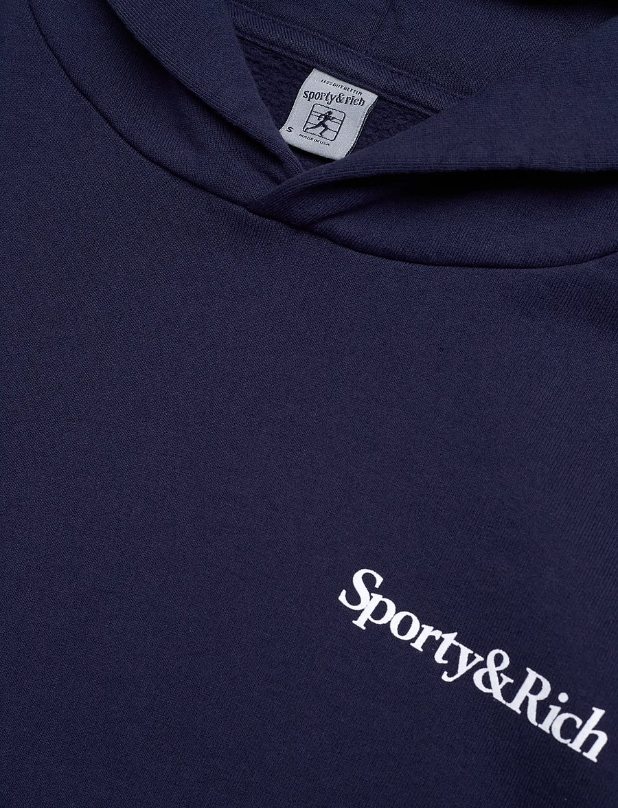 Sporty & Rich - Health is Wealth Cropped Hoodie - sweatshirts & hoodies - dark navy - 5