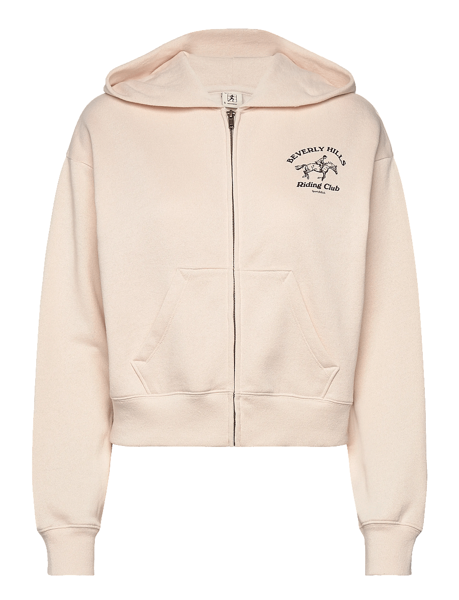 Sporty & Rich - BH Riding Club Soft Cropped Zip Hoodie - sweatshirts & hoodies - cream - 0