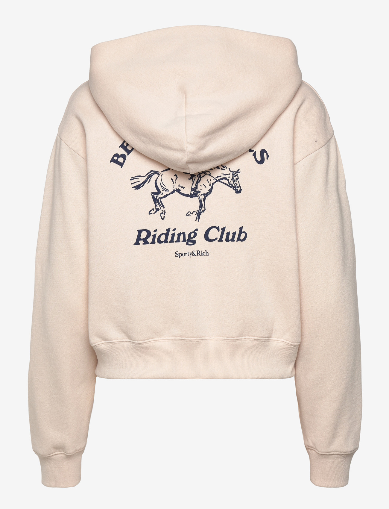 Sporty & Rich - BH Riding Club Soft Cropped Zip Hoodie - sweatshirts & hættetrøjer - cream - 1
