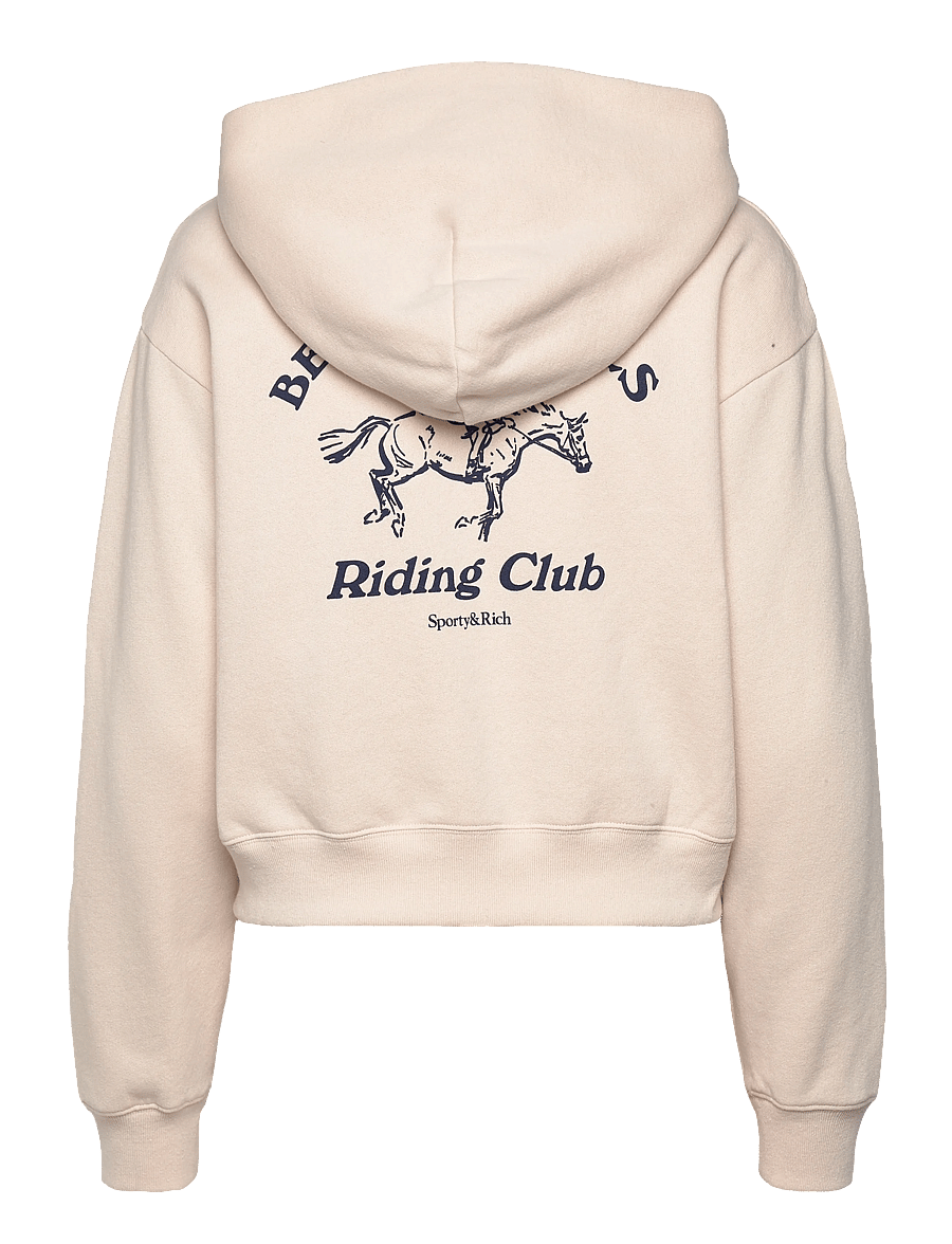 Sporty & Rich - BH Riding Club Soft Cropped Zip Hoodie - sweatshirts & hoodies - cream - 1