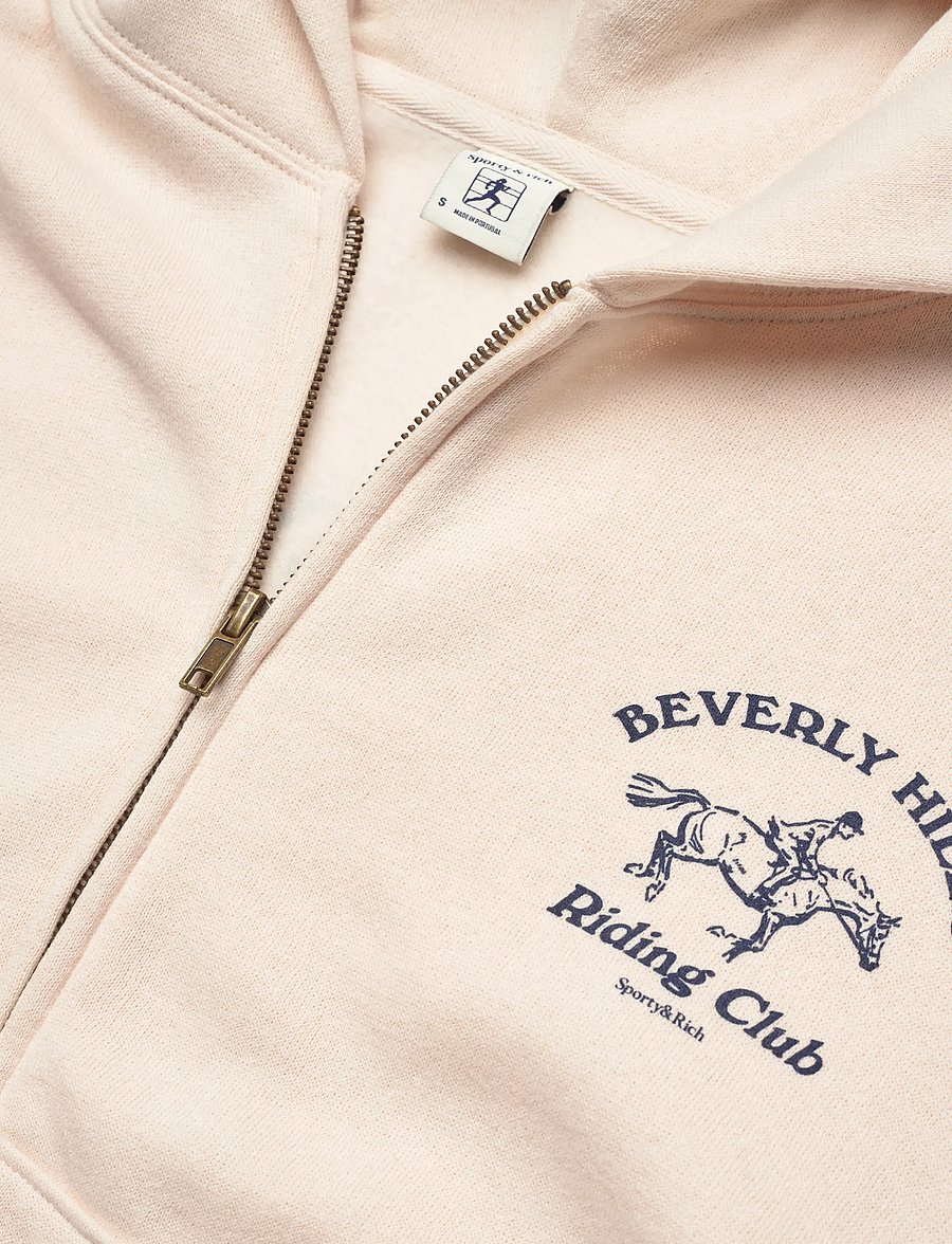 Sporty & Rich - BH Riding Club Soft Cropped Zip Hoodie - sweatshirts & hoodies - cream - 2