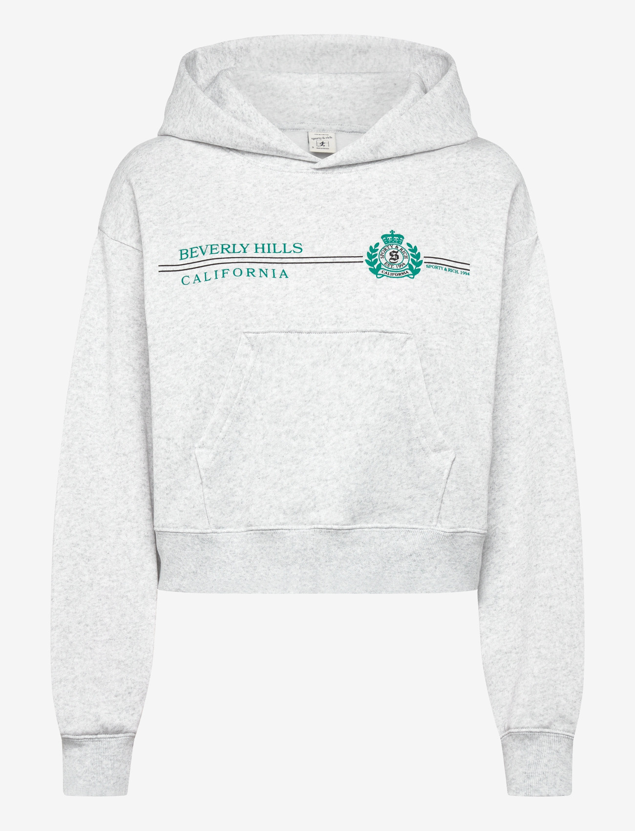 Sporty & Rich - BH Horizon Soft Cropped Hoodie - sweatshirts & hoodies - heather gray - 0