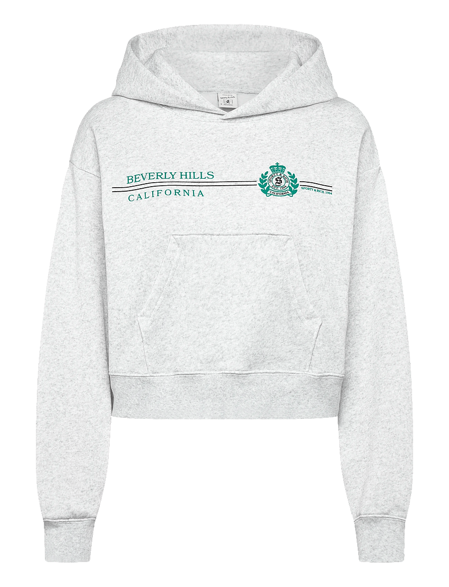 Sporty & Rich - BH Horizon Soft Cropped Hoodie - sweatshirts & hoodies - heather gray - 1